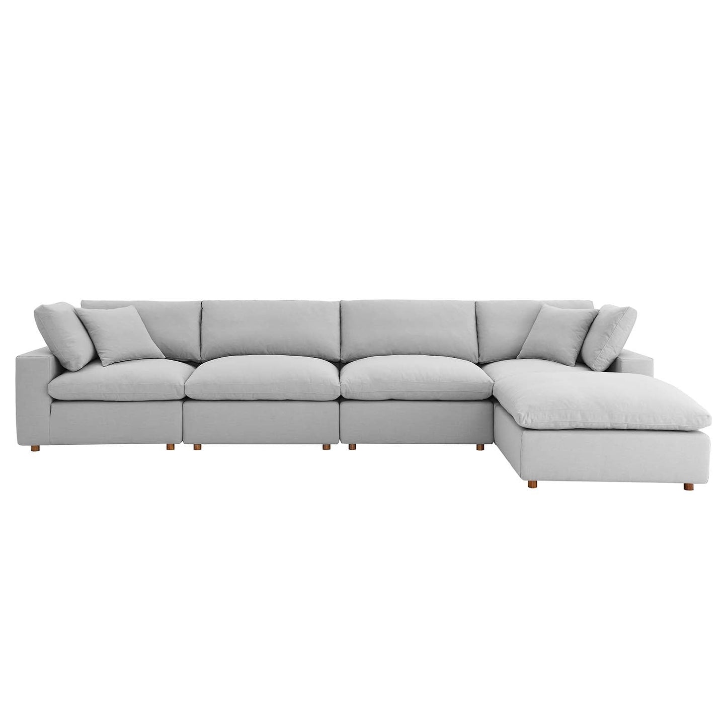 Commix Down Filled Overstuffed 5 Piece Sectional Sofa Set Light Gray EEI-3358-LGR