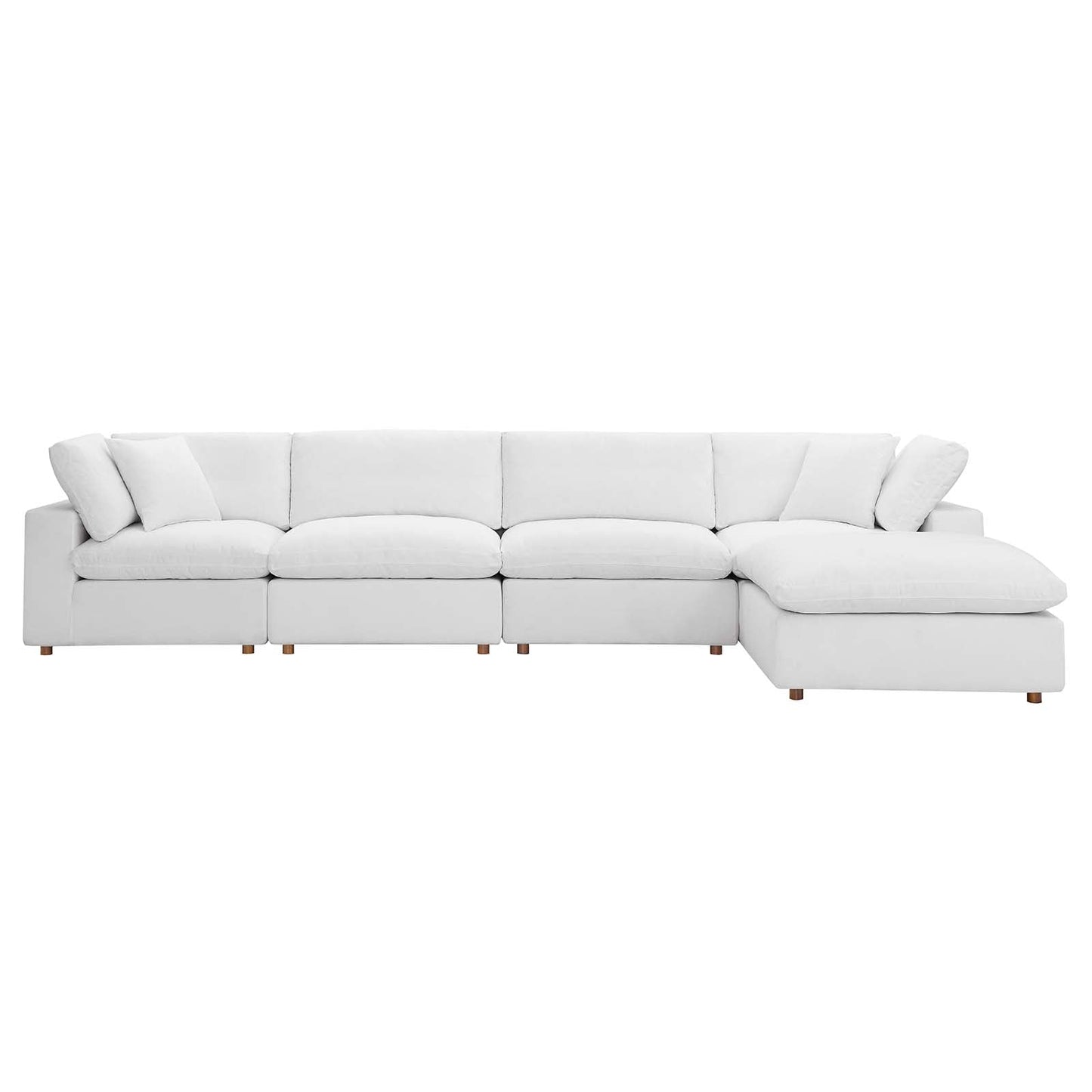 Commix Down Filled Overstuffed 5 Piece Sectional Sofa Set Pure White EEI-3358-PUW