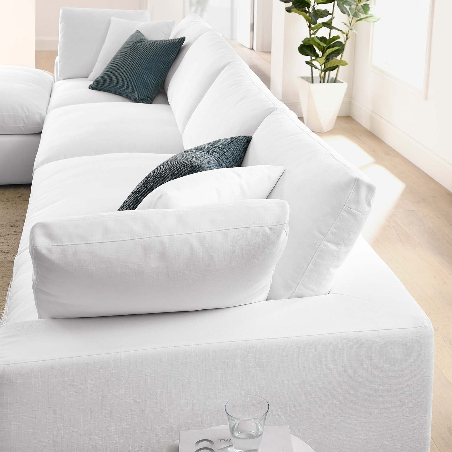 Commix Down Filled Overstuffed 5 Piece Sectional Sofa Set Pure White EEI-3358-PUW