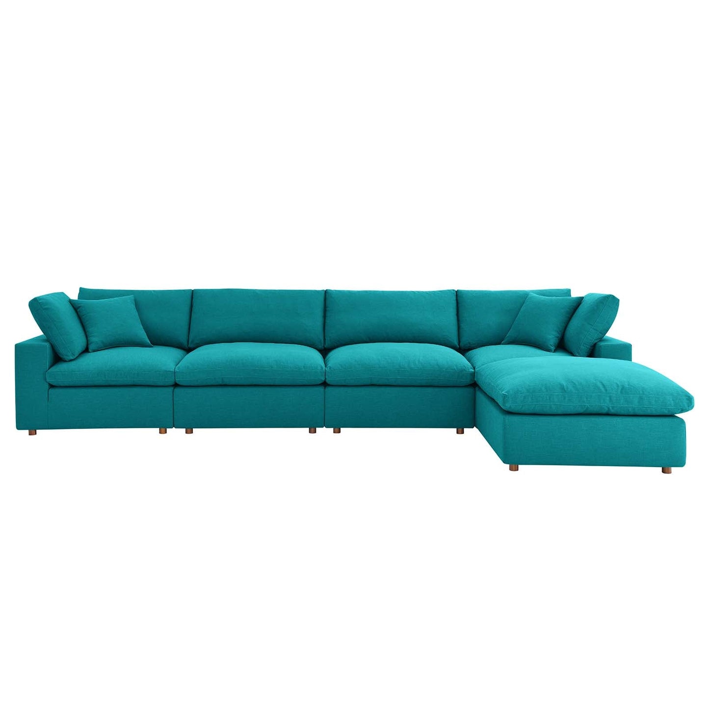 Commix Down Filled Overstuffed 5 Piece Sectional Sofa Set Teal EEI-3358-TEA