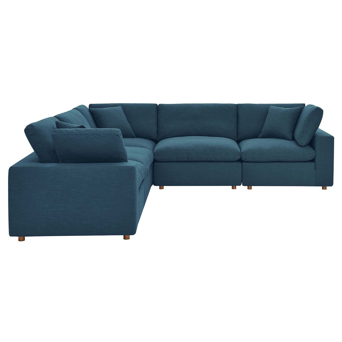 Commix Down Filled Overstuffed 5 Piece 5-Piece Sectional Sofa Azure EEI-3359-AZU