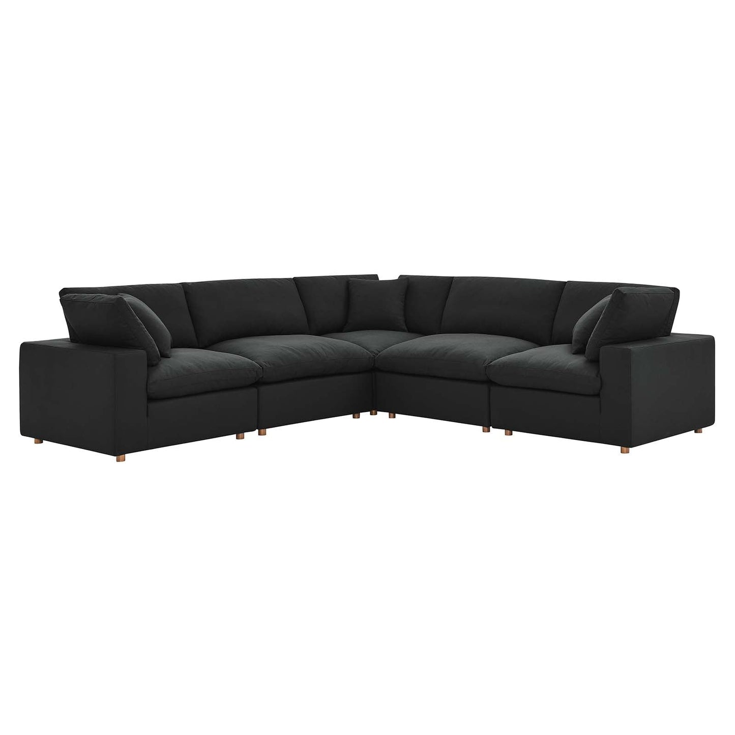 Commix Down Filled Overstuffed 5 Piece 5-Piece Sectional Sofa Black EEI-3359-BLK