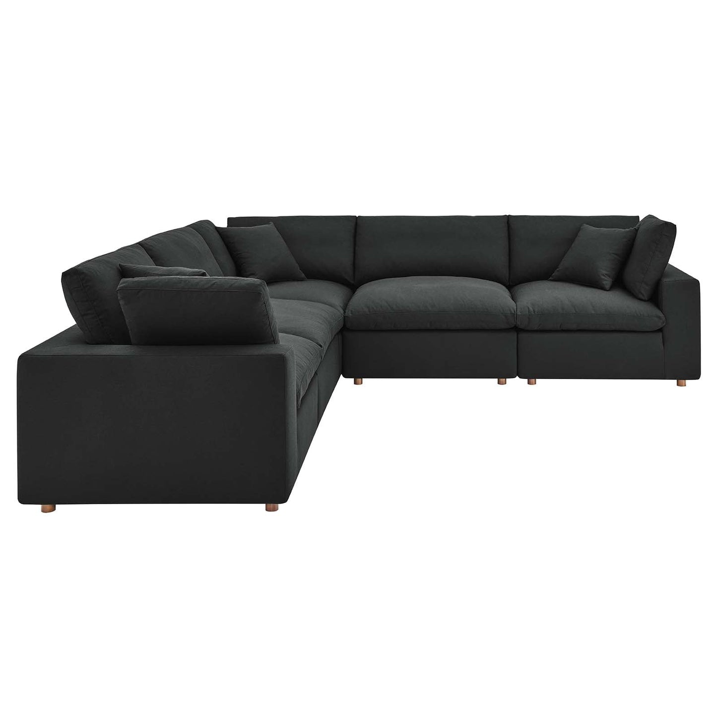 Commix Down Filled Overstuffed 5 Piece 5-Piece Sectional Sofa Black EEI-3359-BLK