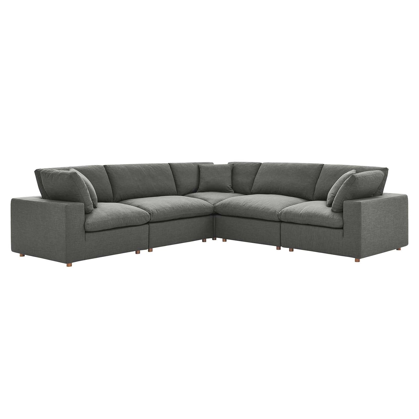 Commix Down Filled Overstuffed 5 Piece 5-Piece Sectional Sofa Gray EEI-3359-GRY