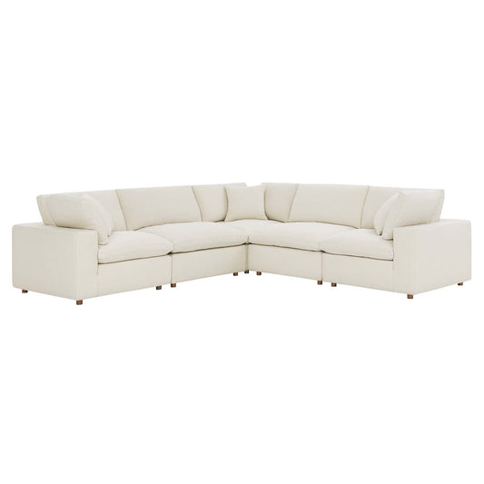 Commix Down Filled Overstuffed 5 Piece 5-Piece Sectional Sofa Light Beige EEI-3359-LBG