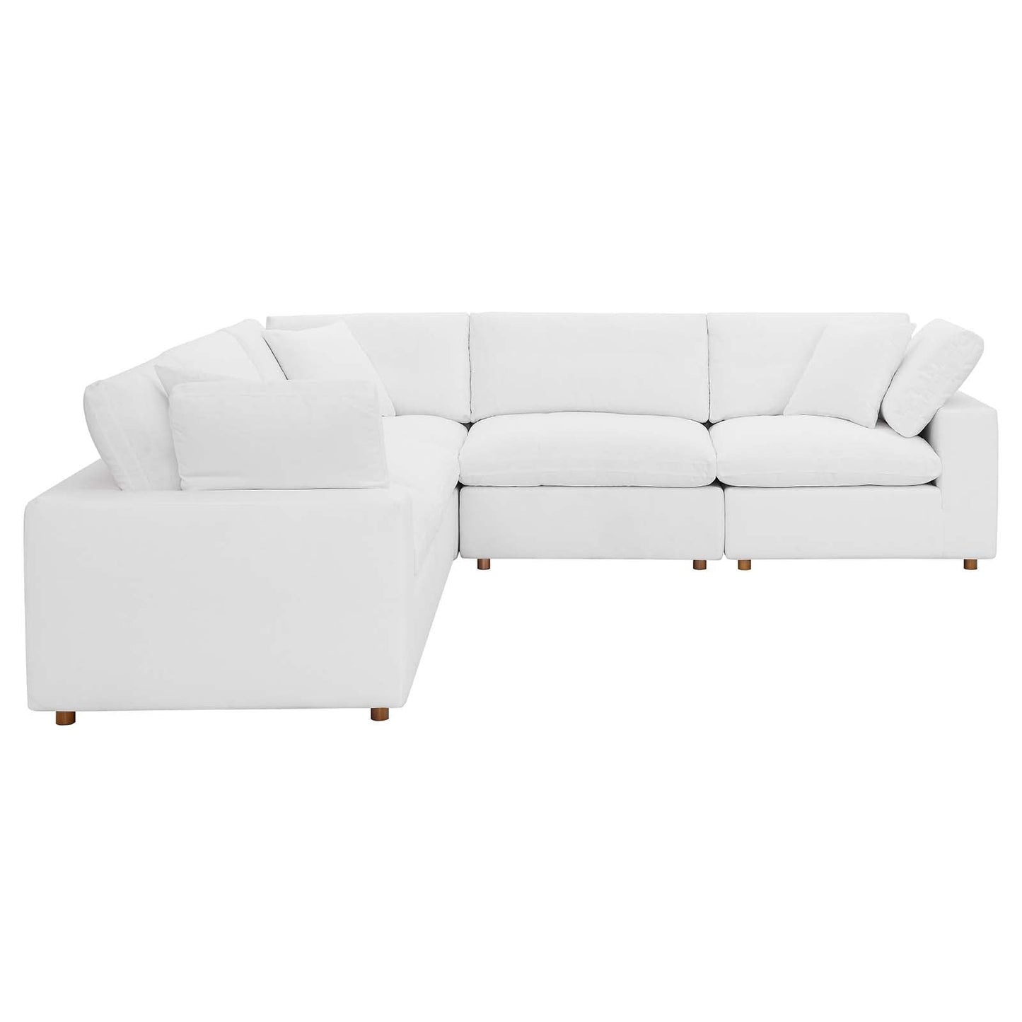 Commix Down Filled Overstuffed 5 Piece 5-Piece Sectional Sofa Pure White EEI-3359-PUW