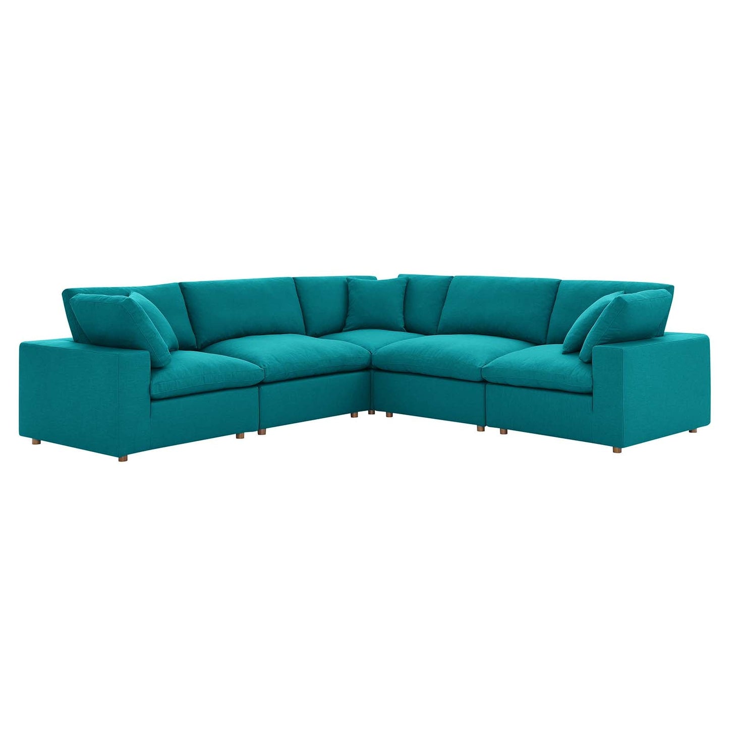 Commix Down Filled Overstuffed 5 Piece 5-Piece Sectional Sofa Teal EEI-3359-TEA