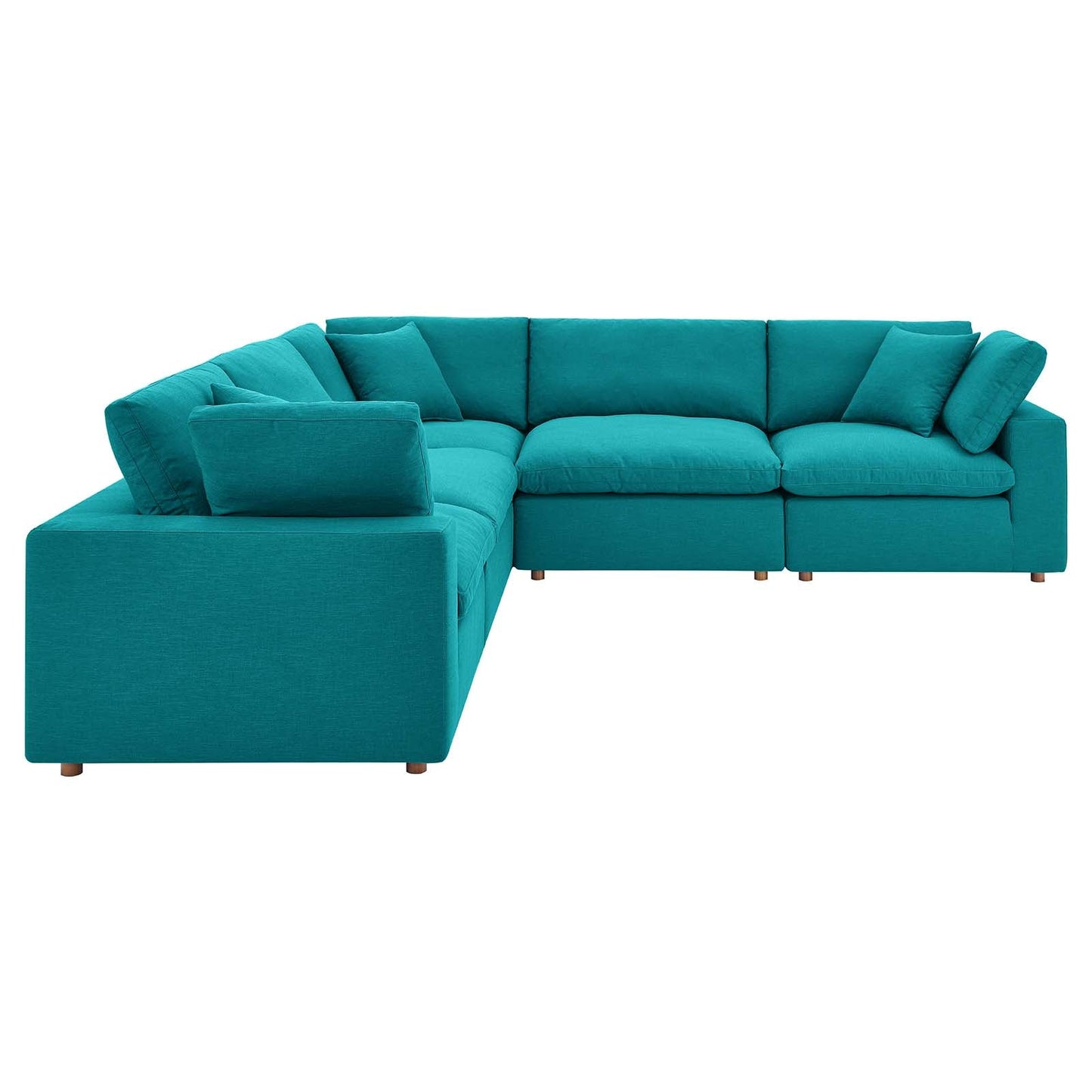 Commix Down Filled Overstuffed 5 Piece 5-Piece Sectional Sofa Teal EEI-3359-TEA