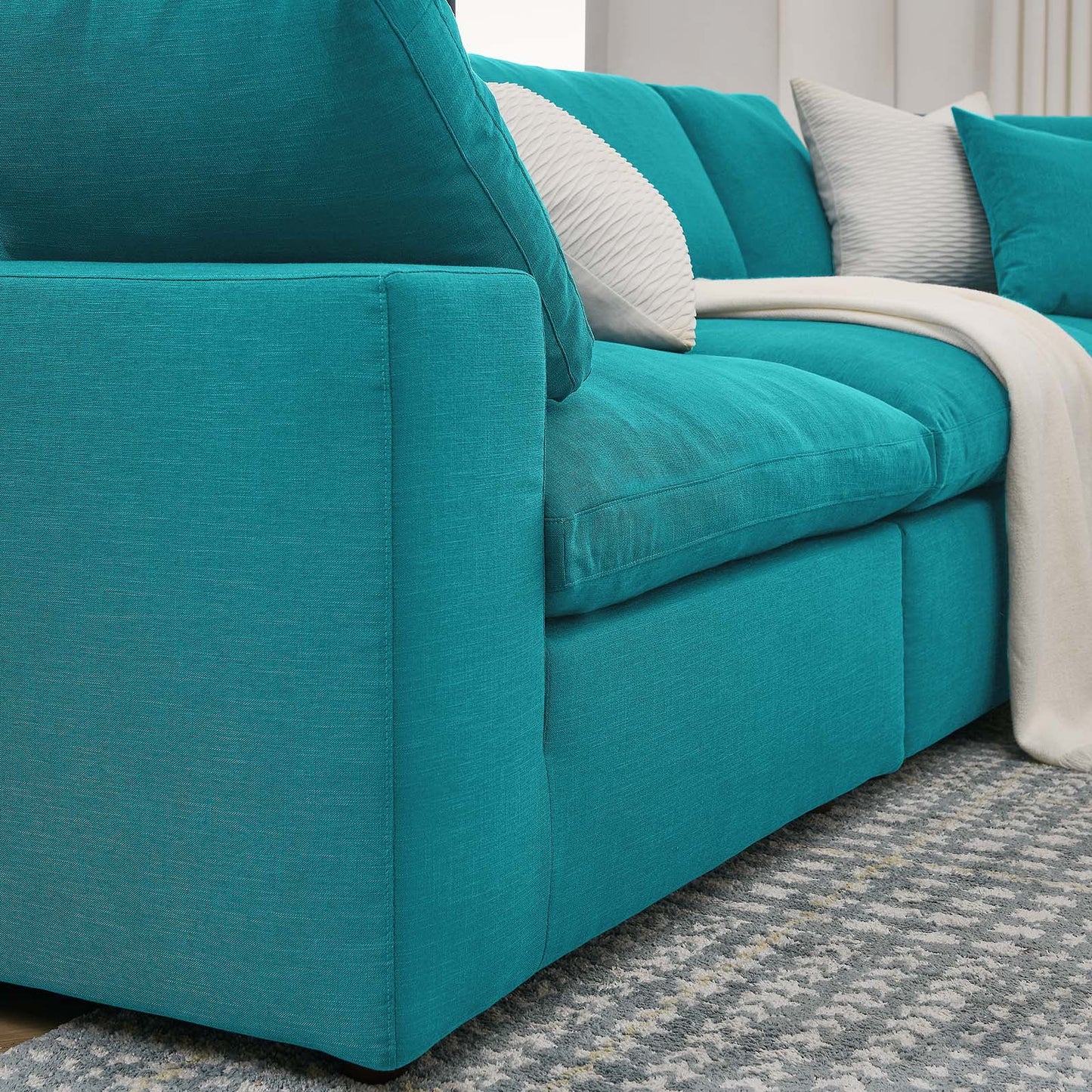 Commix Down Filled Overstuffed 5 Piece 5-Piece Sectional Sofa Teal EEI-3359-TEA