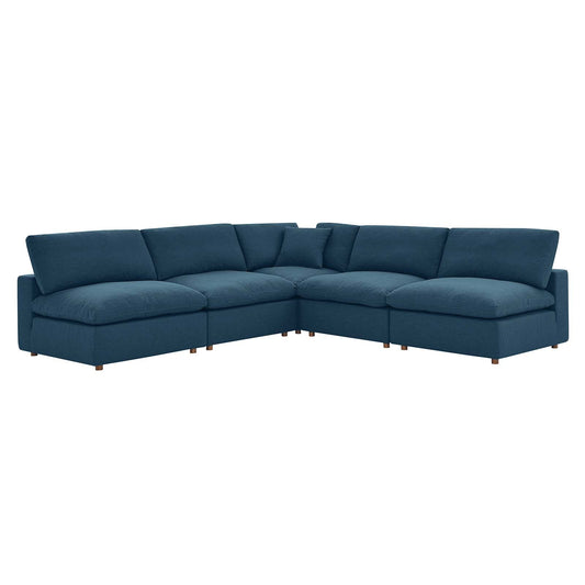 Commix Down Filled Overstuffed 5-Piece Armless Sectional Sofa Azure EEI-3360-AZU