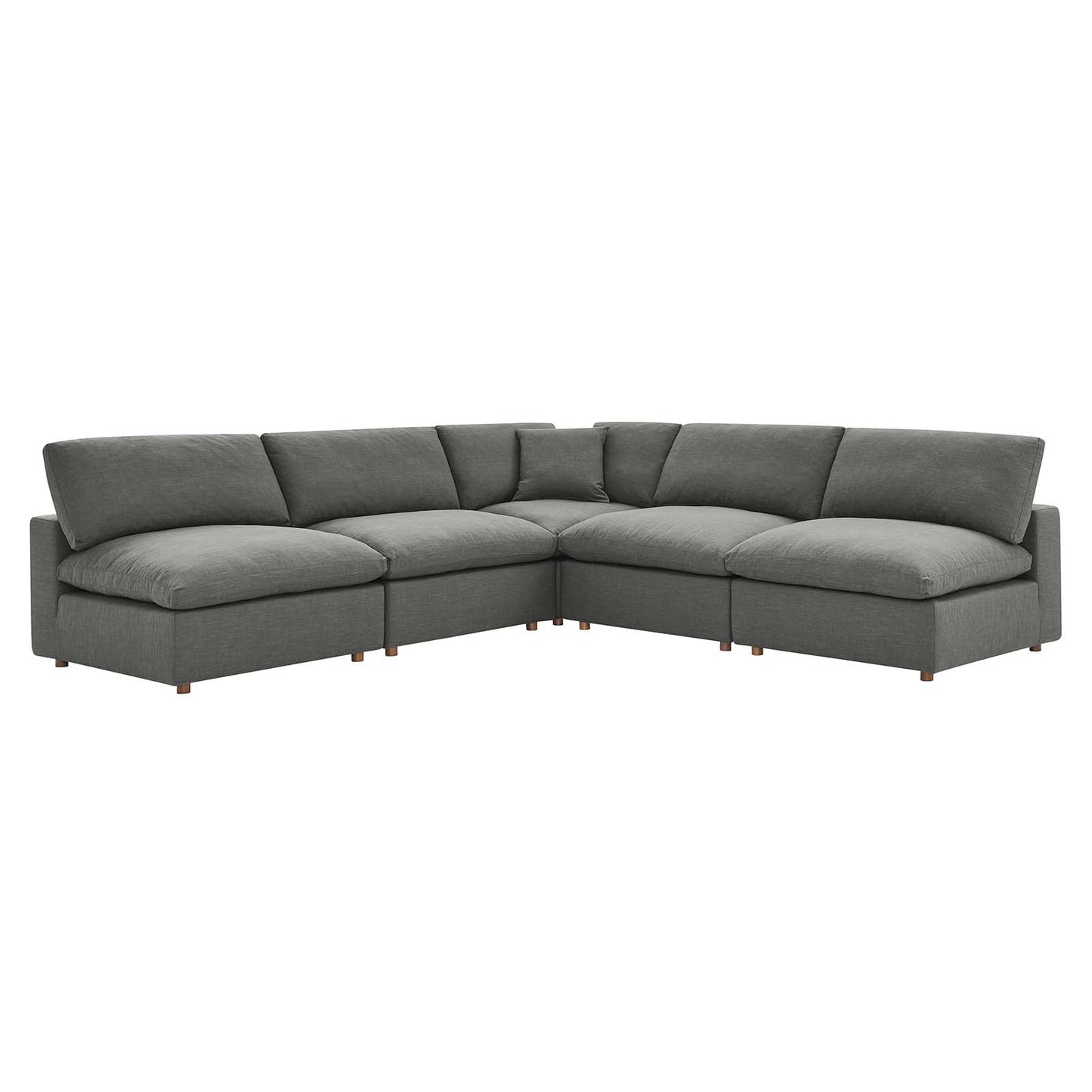 Commix Down Filled Overstuffed 5-Piece Armless Sectional Sofa Gray EEI-3360-GRY