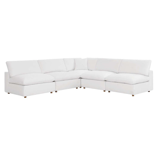 Commix Down Filled Overstuffed 5-Piece Armless Sectional Sofa Pure White EEI-3360-PUW