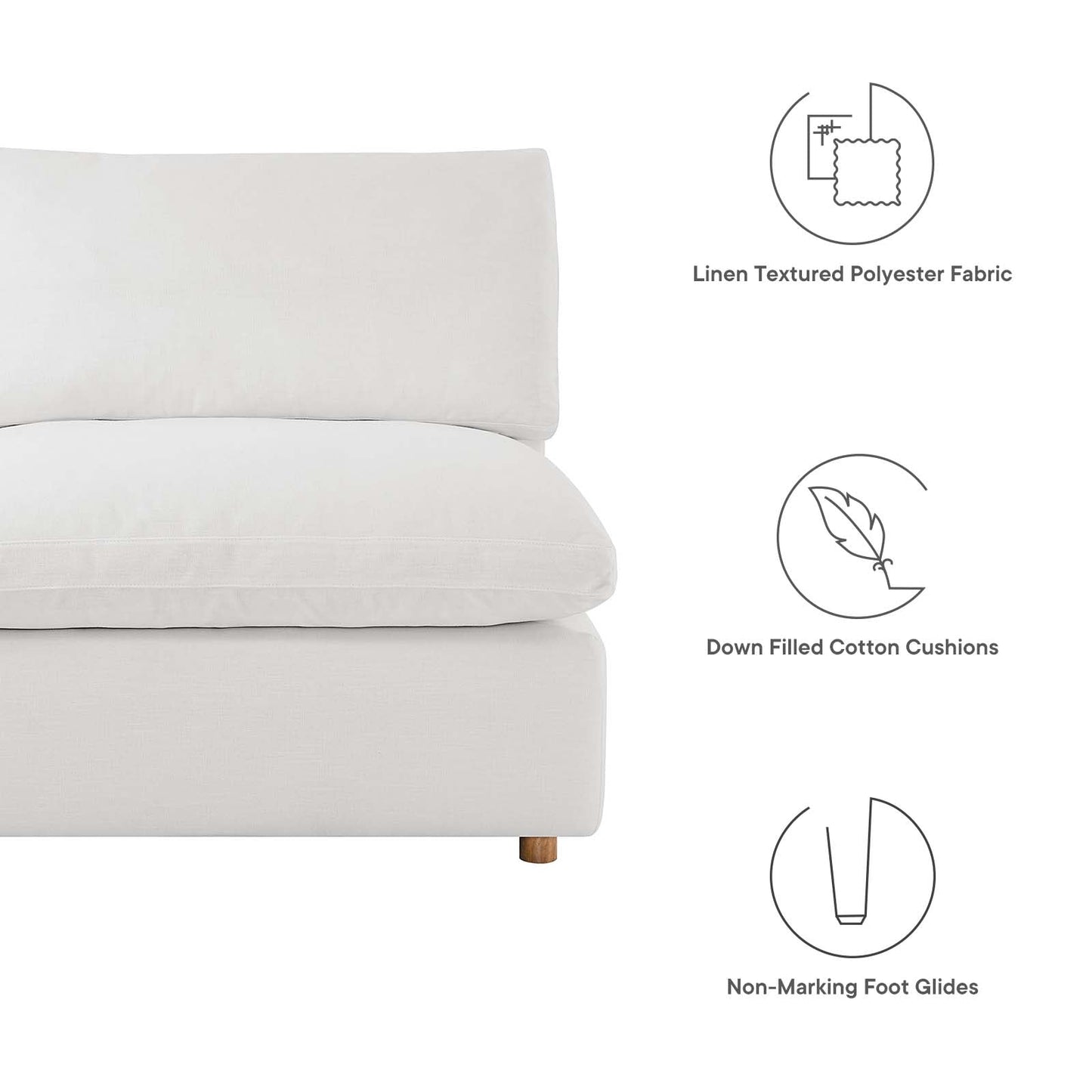 Commix Down Filled Overstuffed 5-Piece Armless Sectional Sofa Pure White EEI-3360-PUW