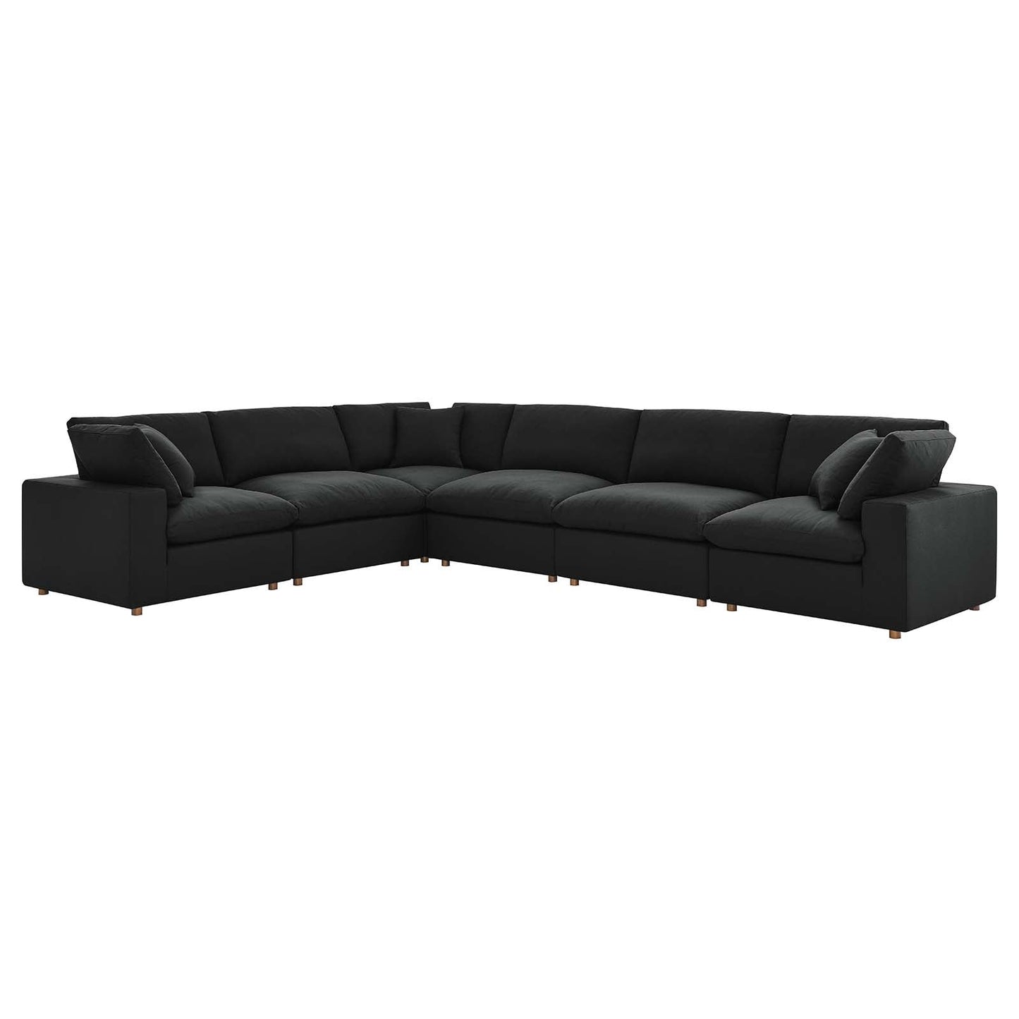 Commix Down Filled Overstuffed 6 Piece Sectional Sofa Set Black EEI-3361-BLK