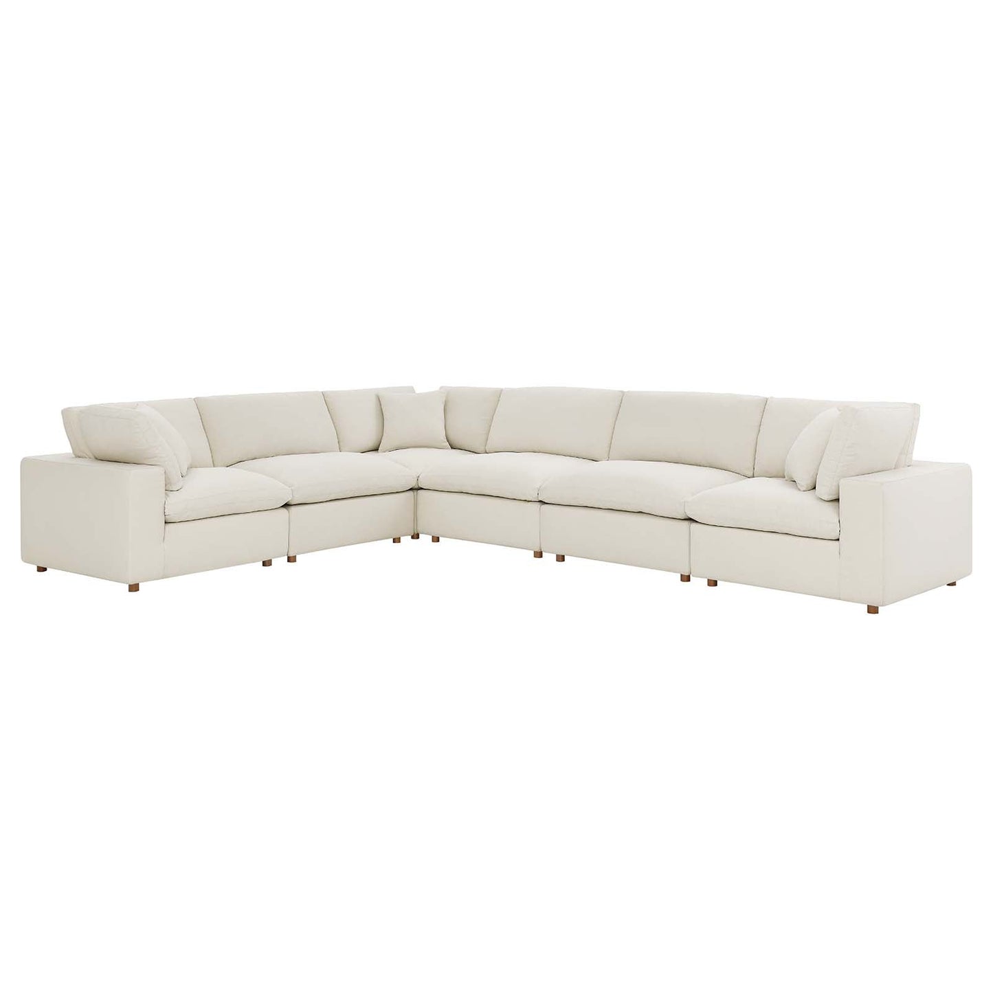 Commix Down Filled Overstuffed 6 Piece Sectional Sofa Set Light Beige EEI-3361-LBG