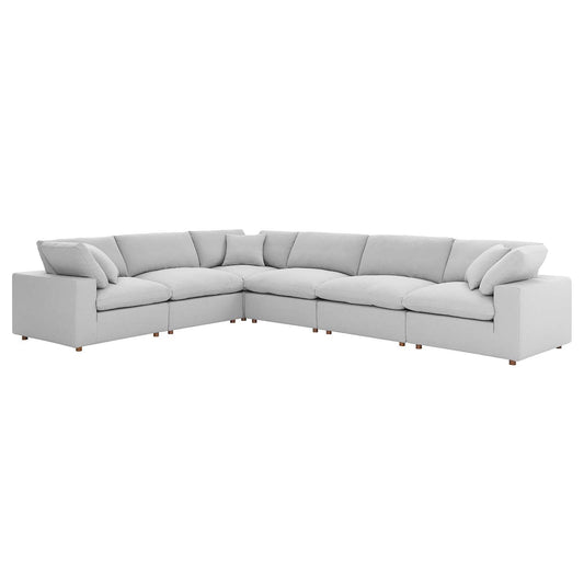 Commix Down Filled Overstuffed 6 Piece Sectional Sofa Set Light Gray EEI-3361-LGR