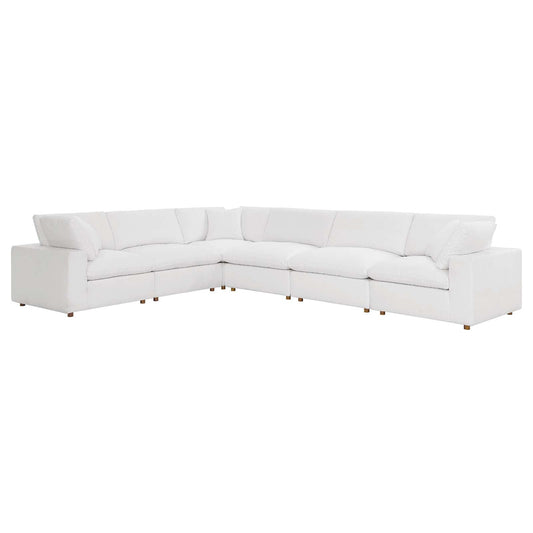 Commix Down Filled Overstuffed 6 Piece Sectional Sofa Set Pure White EEI-3361-PUW