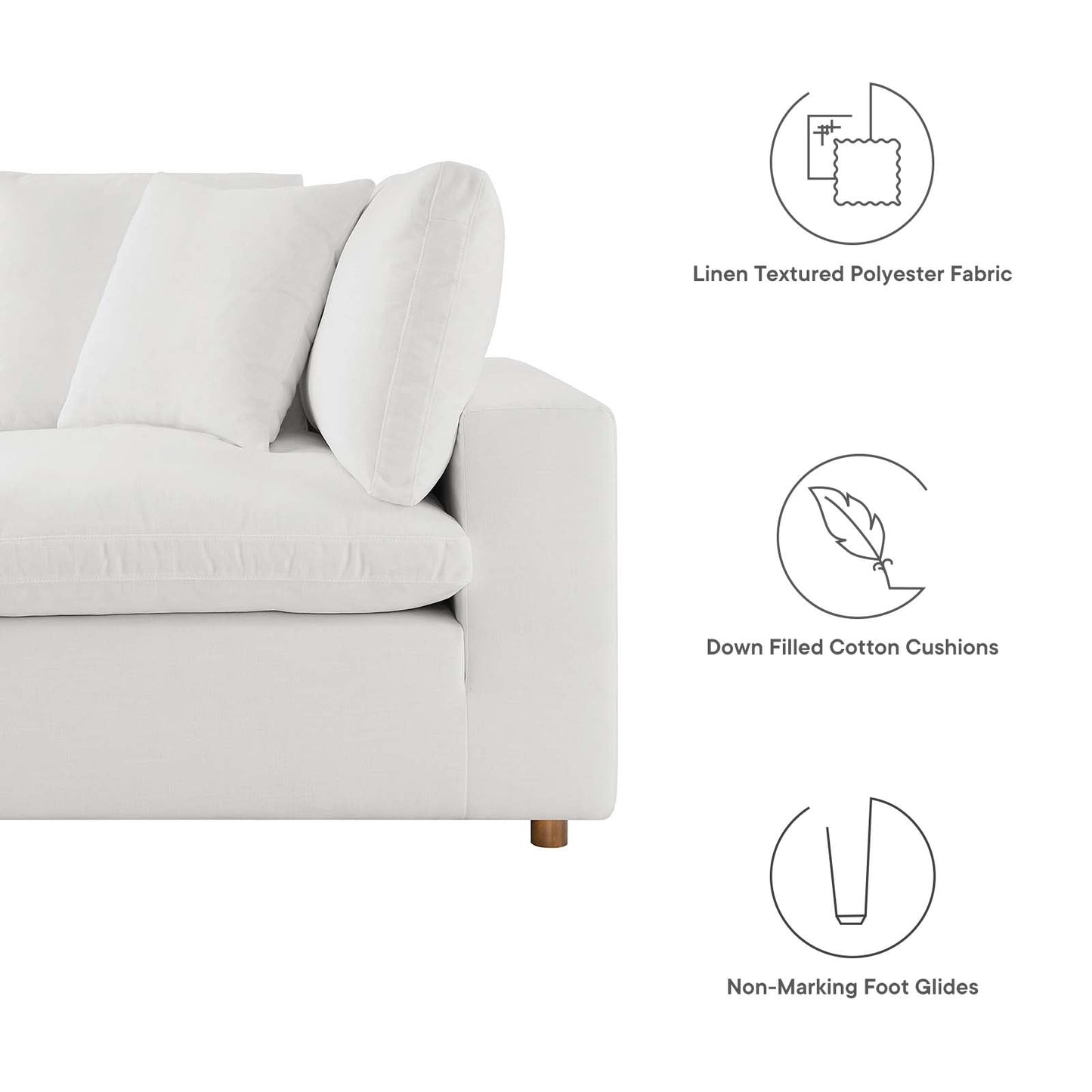 Commix Down Filled Overstuffed 6 Piece Sectional Sofa Set Pure White EEI-3361-PUW