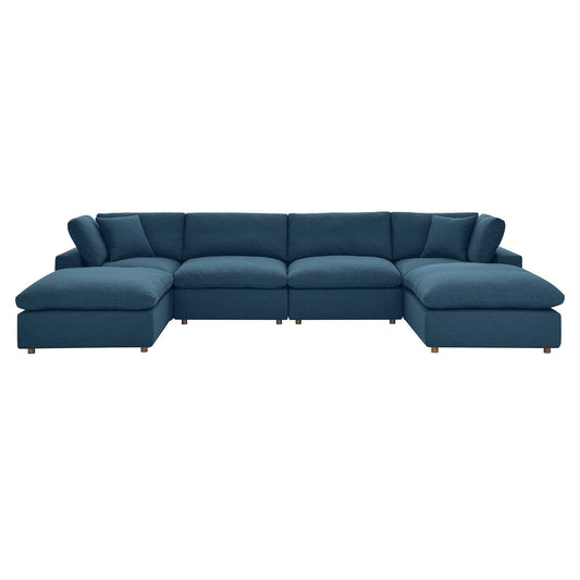 Commix Down Filled Overstuffed 6-Piece Sectional Sofa Azure EEI-3362-AZU