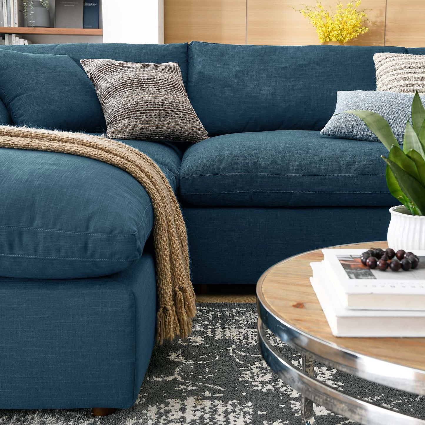 Commix Down Filled Overstuffed 6-Piece Sectional Sofa Azure EEI-3362-AZU