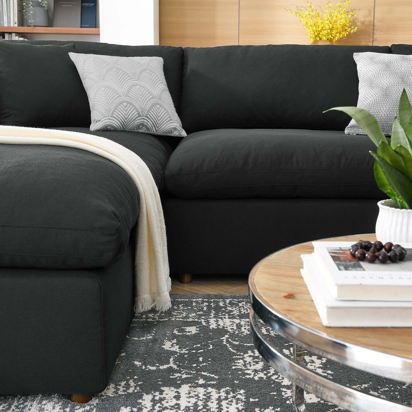 Commix Down Filled Overstuffed 6-Piece Sectional Sofa Black EEI-3362-BLK