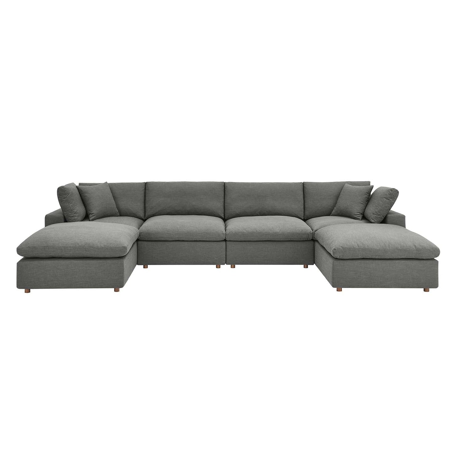 Commix Down Filled Overstuffed 6-Piece Sectional Sofa Gray EEI-3362-GRY