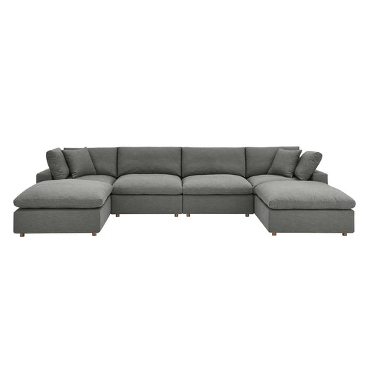 Commix Down Filled Overstuffed 6-Piece Sectional Sofa Gray EEI-3362-GRY