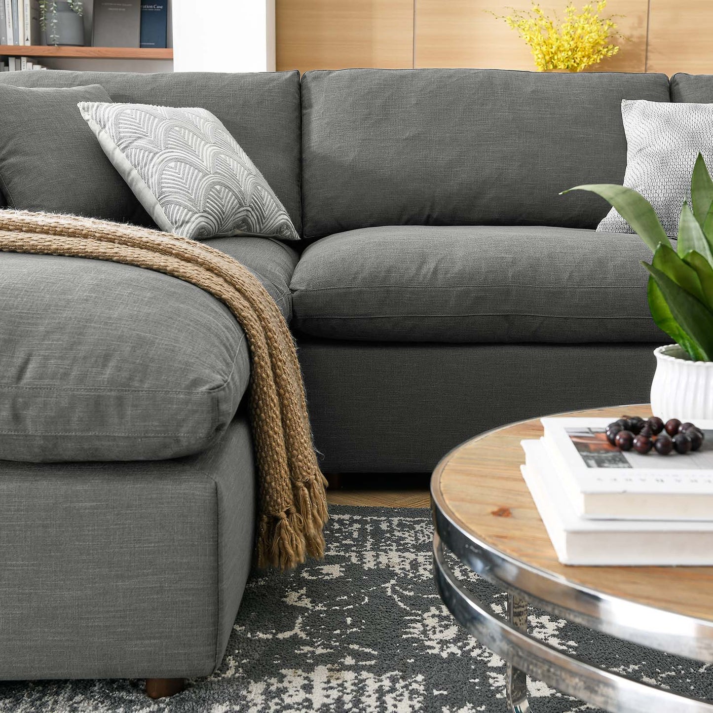 Commix Down Filled Overstuffed 6-Piece Sectional Sofa Gray EEI-3362-GRY