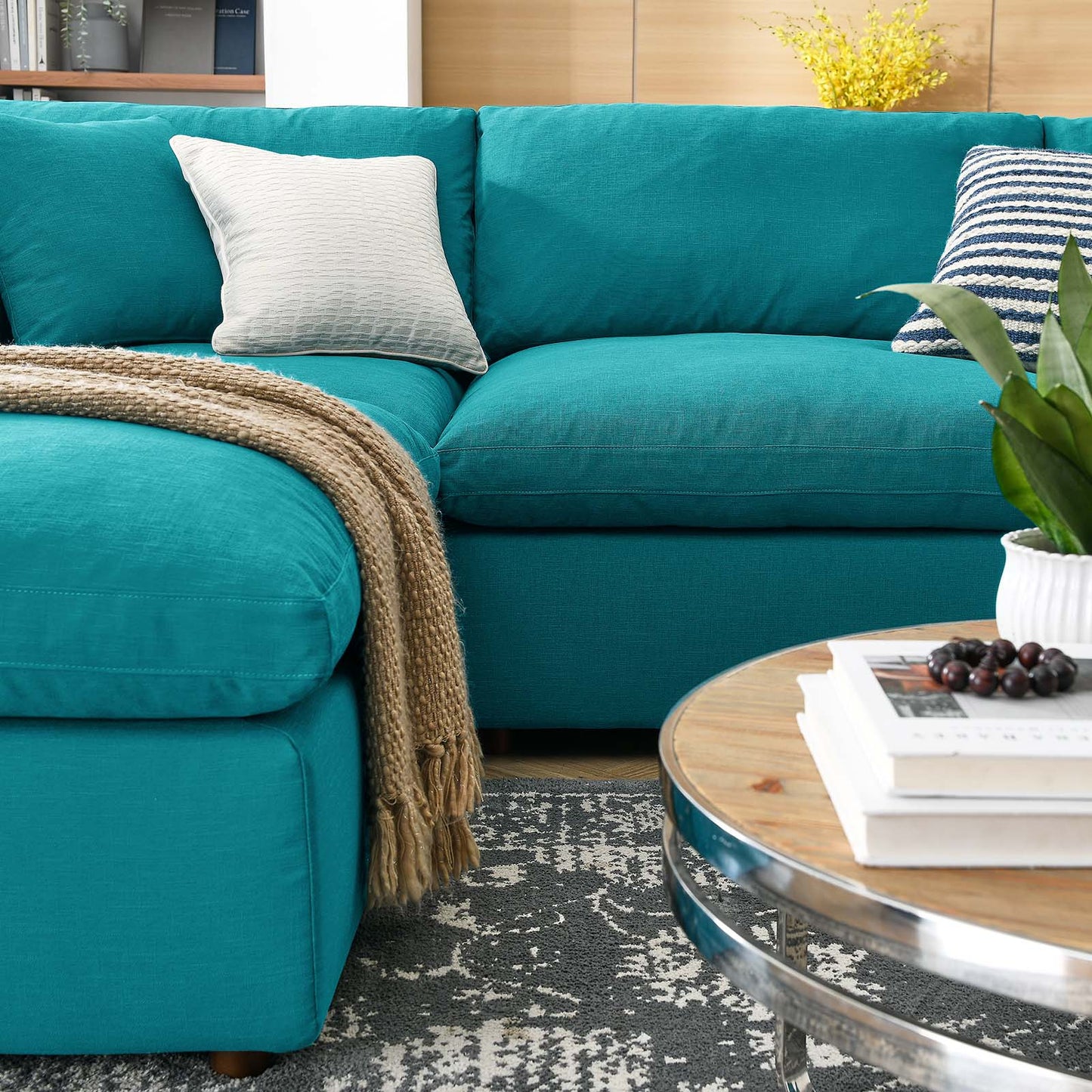 Commix Down Filled Overstuffed 6-Piece Sectional Sofa Teal EEI-3362-TEA