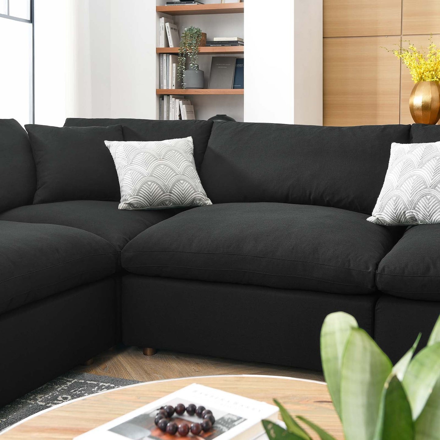 Commix Down Filled Overstuffed 8-Piece Sectional Sofa Black EEI-3363-BLK