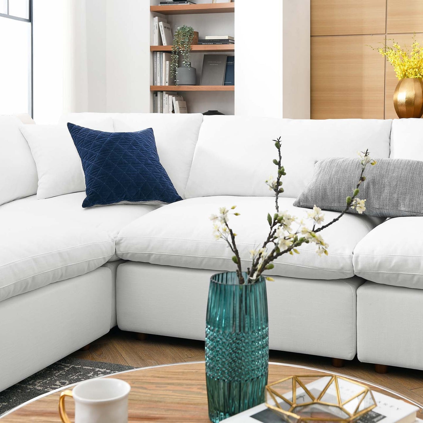 Commix Down Filled Overstuffed 8-Piece Sectional Sofa Pure White EEI-3363-PUW