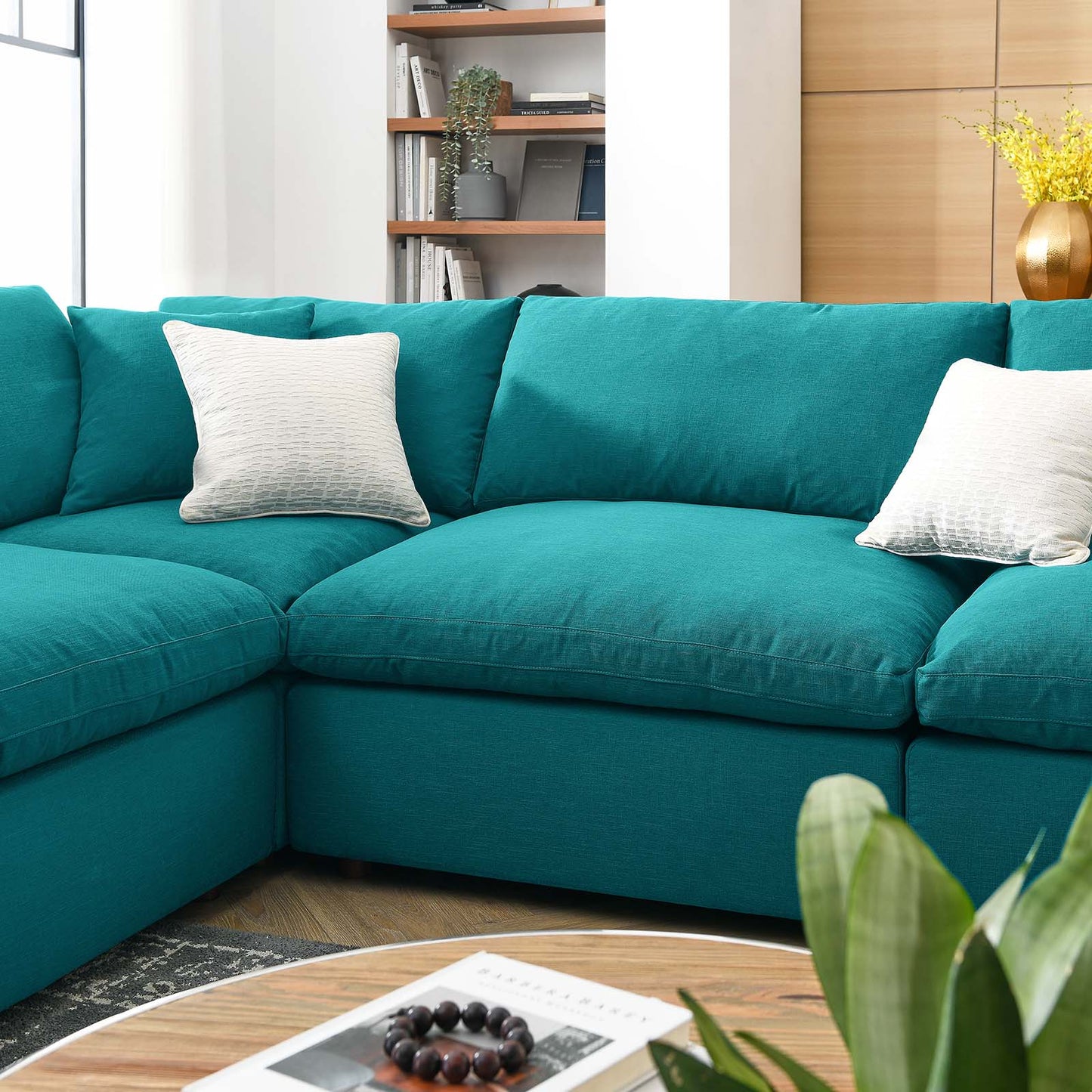 Commix Down Filled Overstuffed 8-Piece Sectional Sofa Teal EEI-3363-TEA