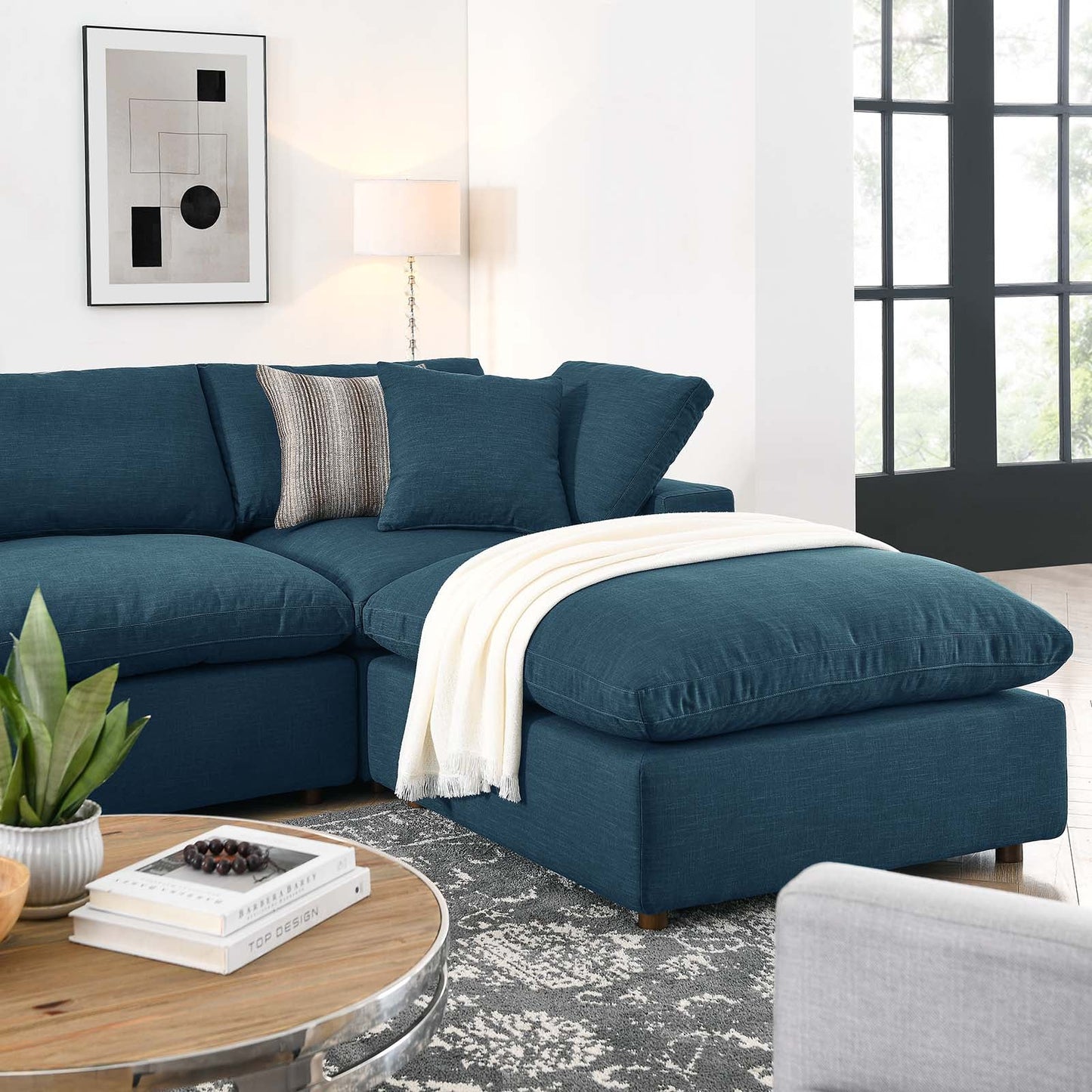 Commix Down Filled Overstuffed 7-Piece Sectional Sofa Azure EEI-3364-AZU