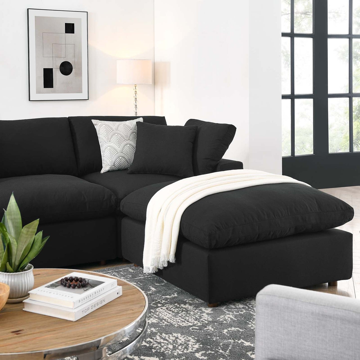 Commix Down Filled Overstuffed 7-Piece Sectional Sofa Black EEI-3364-BLK