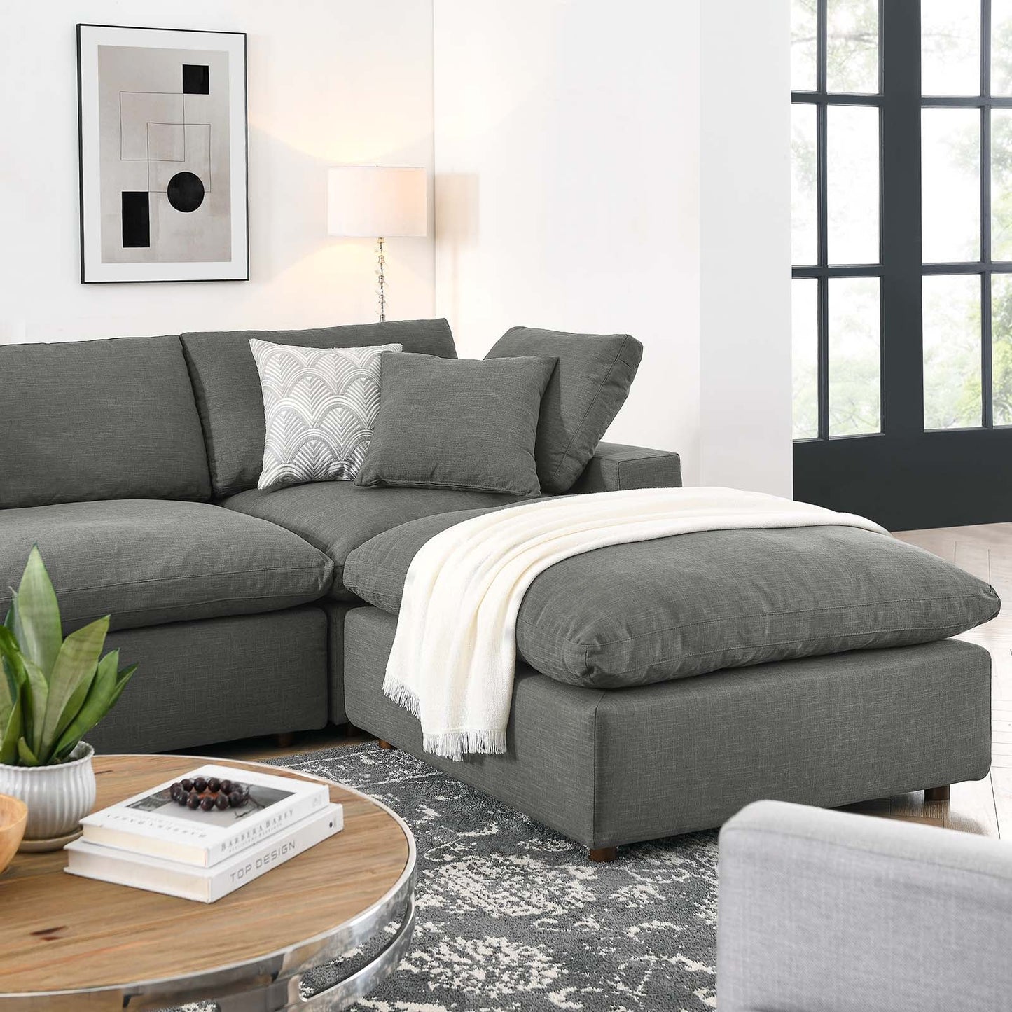 Commix Down Filled Overstuffed 7-Piece Sectional Sofa Gray EEI-3364-GRY