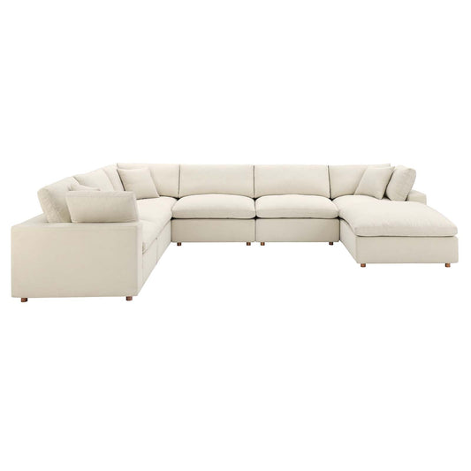 Commix Down Filled Overstuffed 7-Piece Sectional Sofa Light Beige EEI-3364-LBG