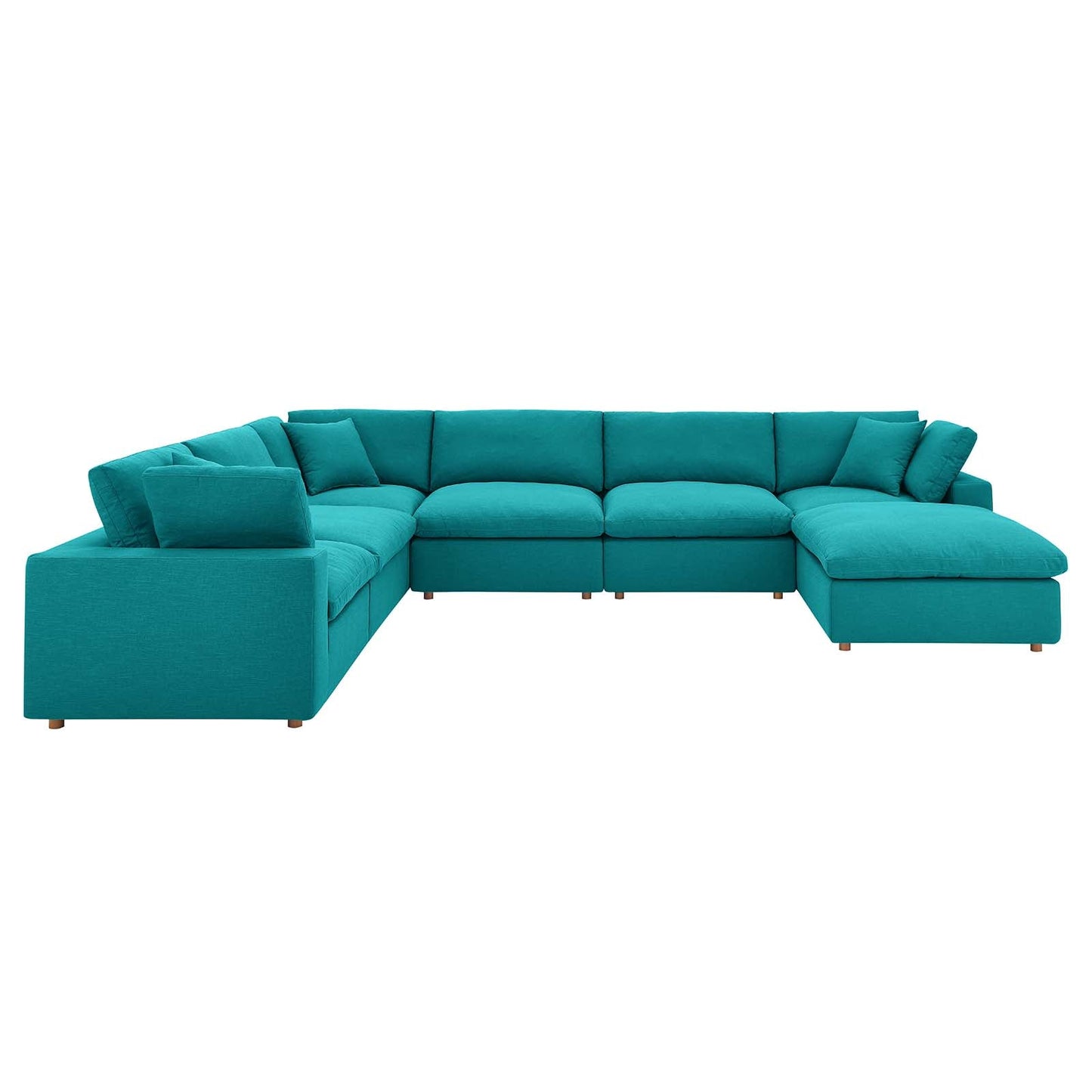 Commix Down Filled Overstuffed 7-Piece Sectional Sofa Teal EEI-3364-TEA