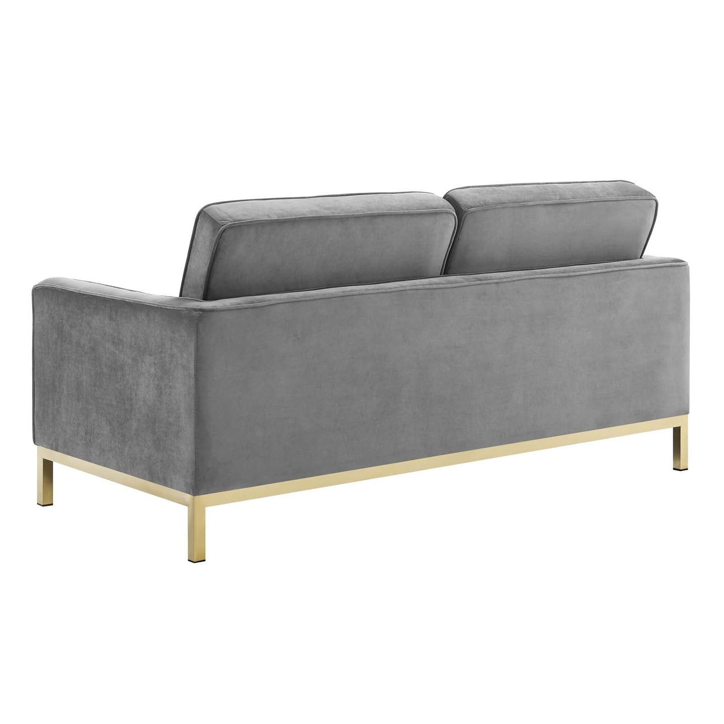 Loft Gold Stainless Steel Leg Performance Velvet Loveseat Gold Gray EEI-3390-GLD-GRY