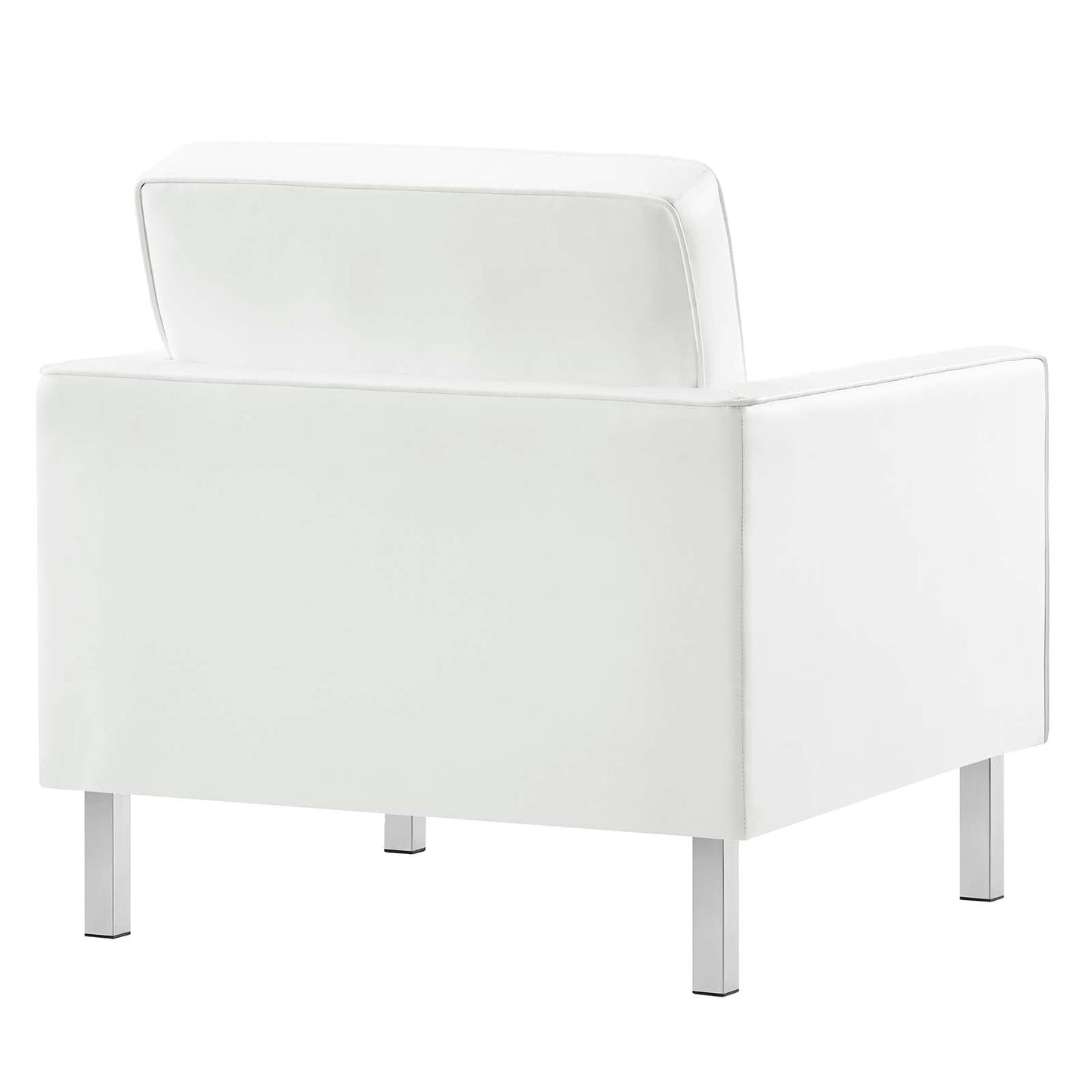 Loft Tufted Vegan Leather Armchair Silver White EEI-3391-SLV-WHI