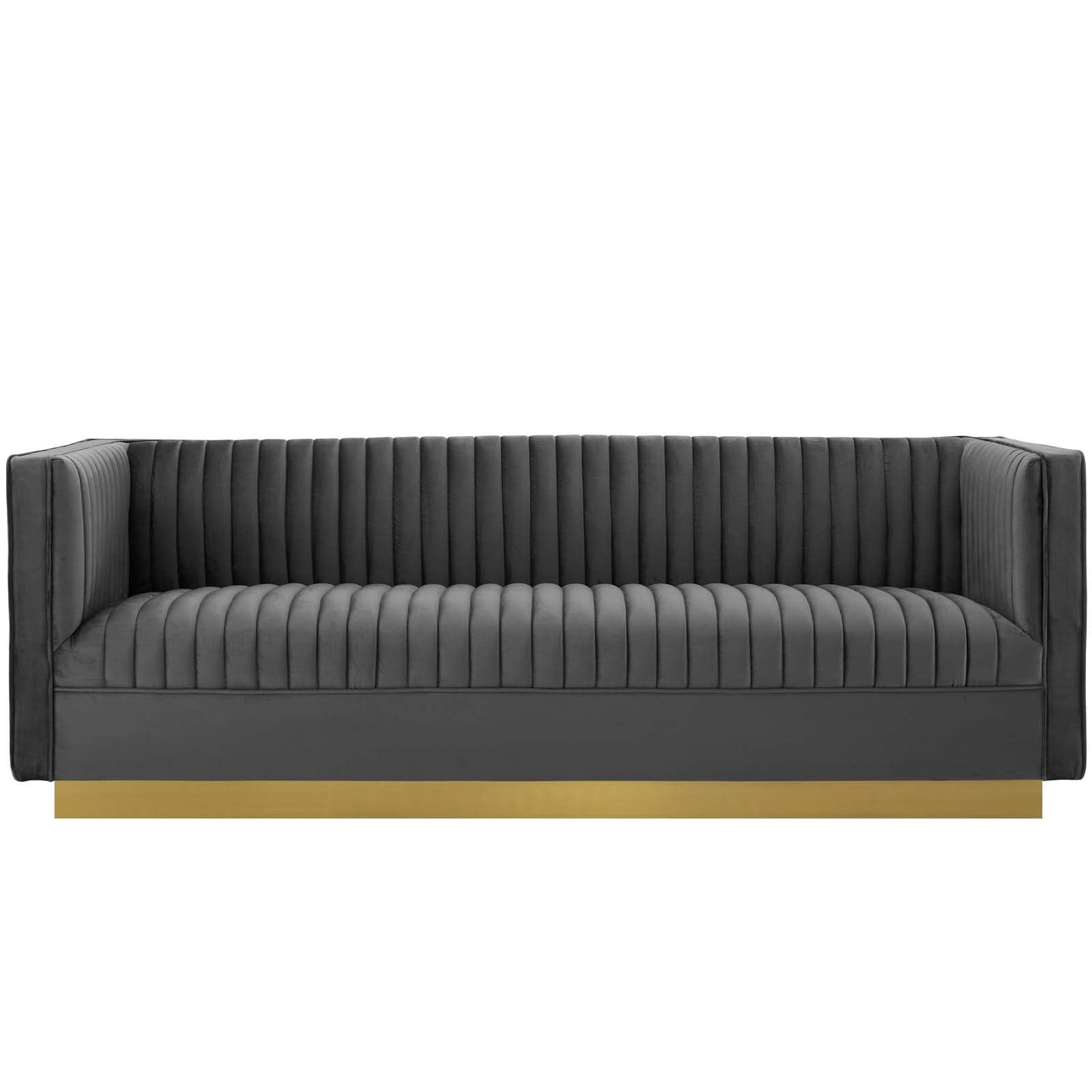 Sanguine Vertical Channel Tufted Performance Velvet Sofa Gray EEI-3405-GRY