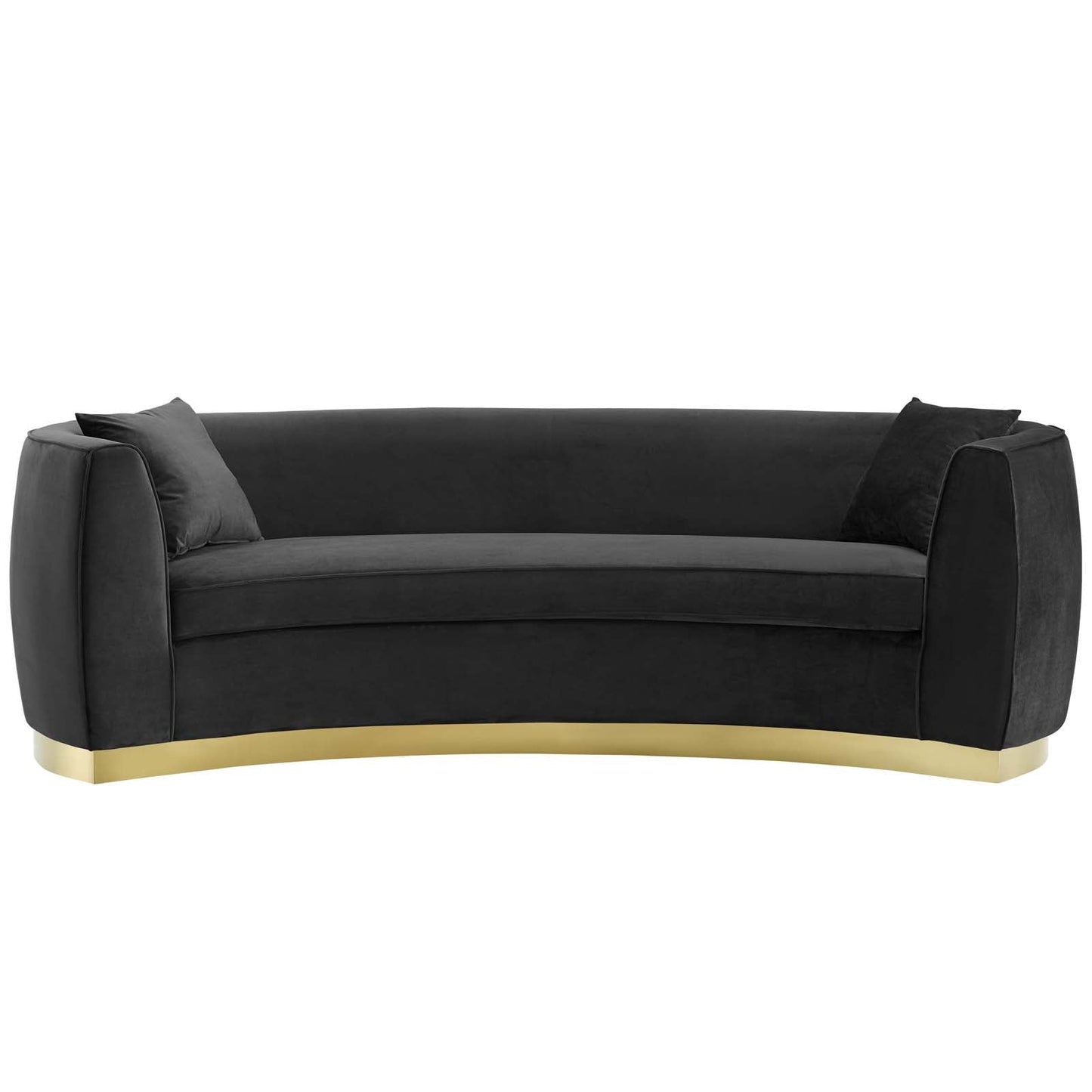 Resolute Curved Performance Velvet Sofa Black EEI-3408-BLK