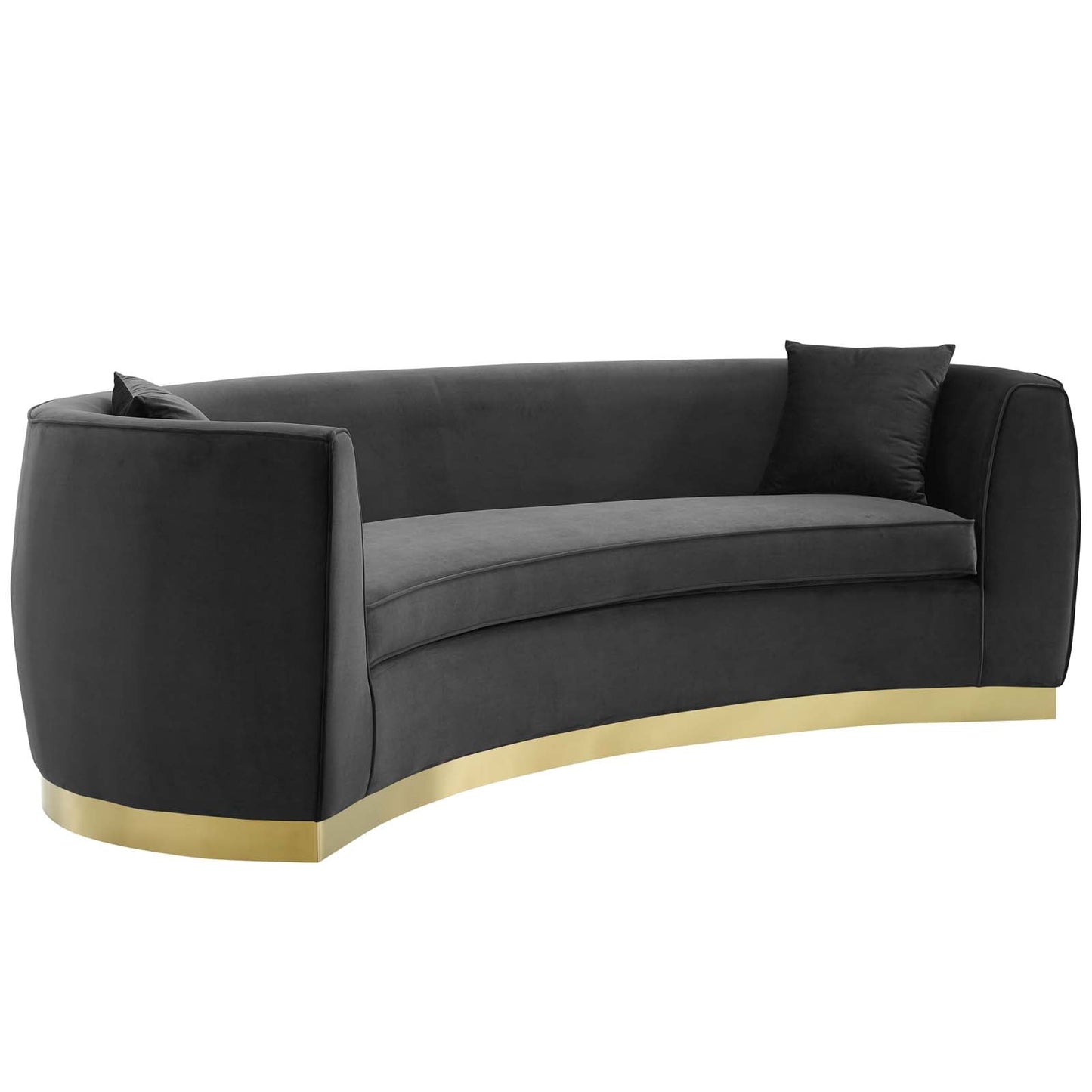 Resolute Curved Performance Velvet Sofa Black EEI-3408-BLK