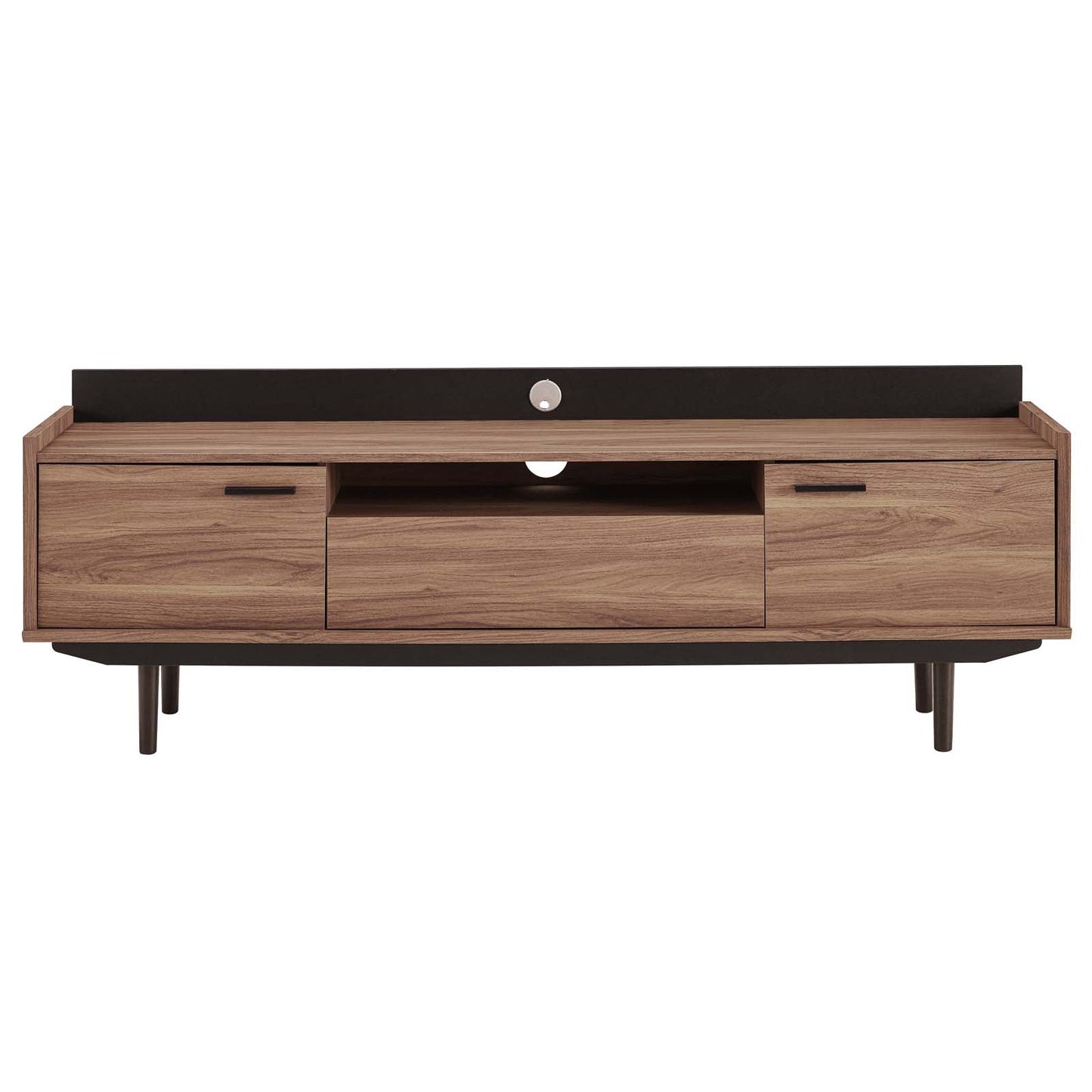 Visionary 71" TV Stand Walnut Black EEI-3435-WAL-BLK