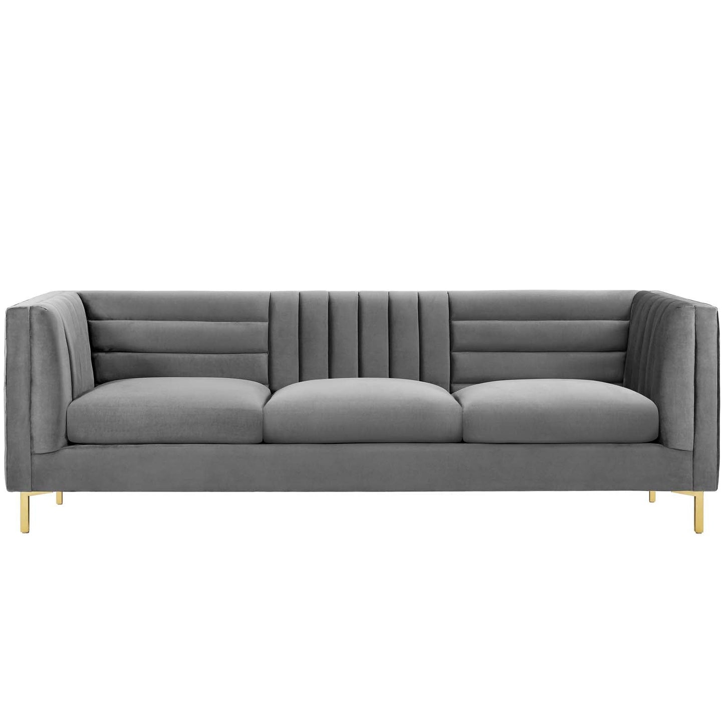 Ingenuity Channel Tufted Performance Velvet Sofa Gray EEI-3454-GRY