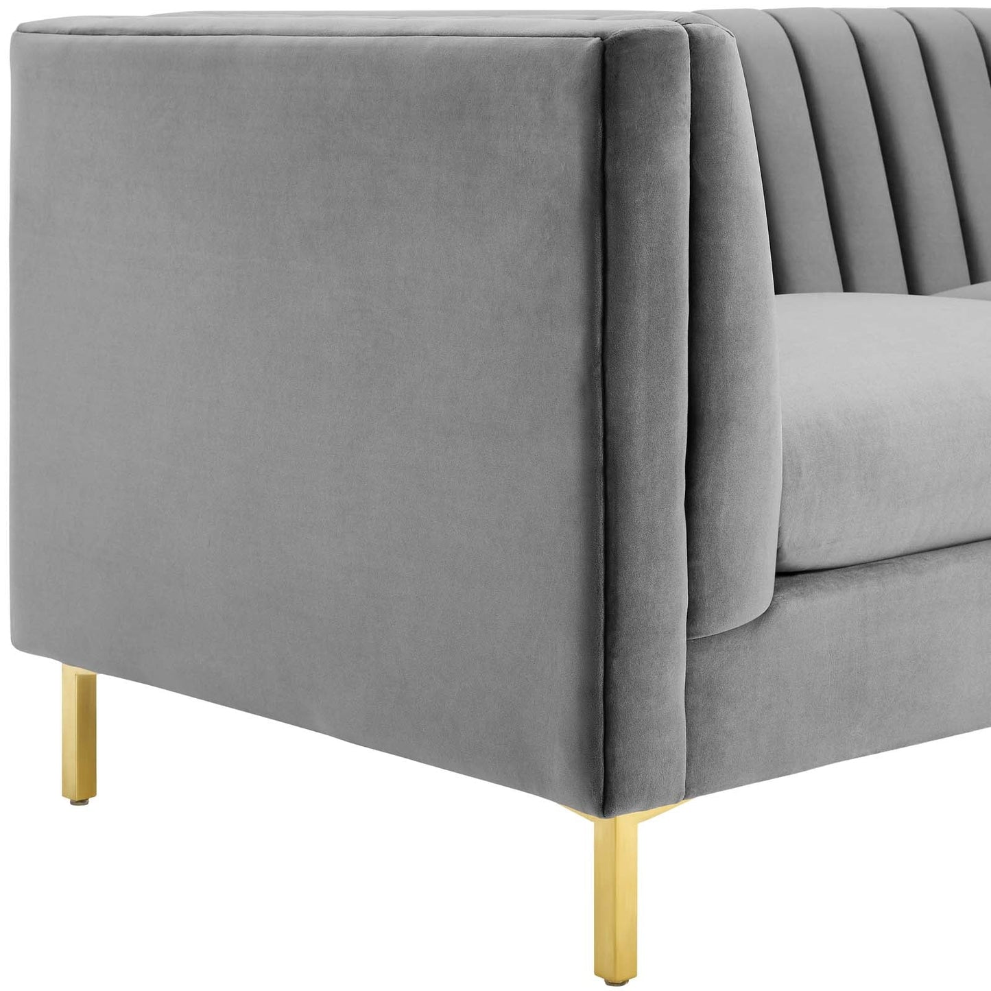 Ingenuity Channel Tufted Performance Velvet Sofa Gray EEI-3454-GRY