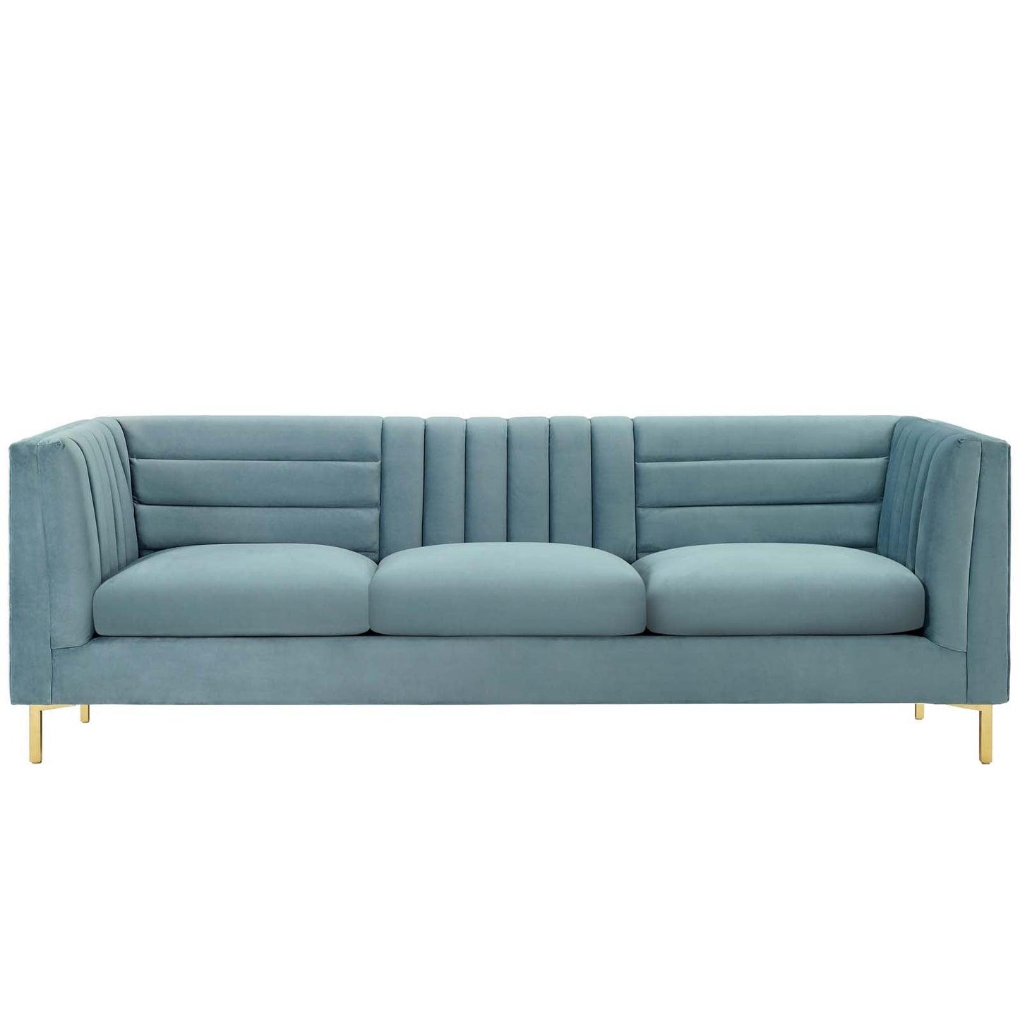 Ingenuity Channel Tufted Performance Velvet Sofa Light Blue EEI-3454-LBU