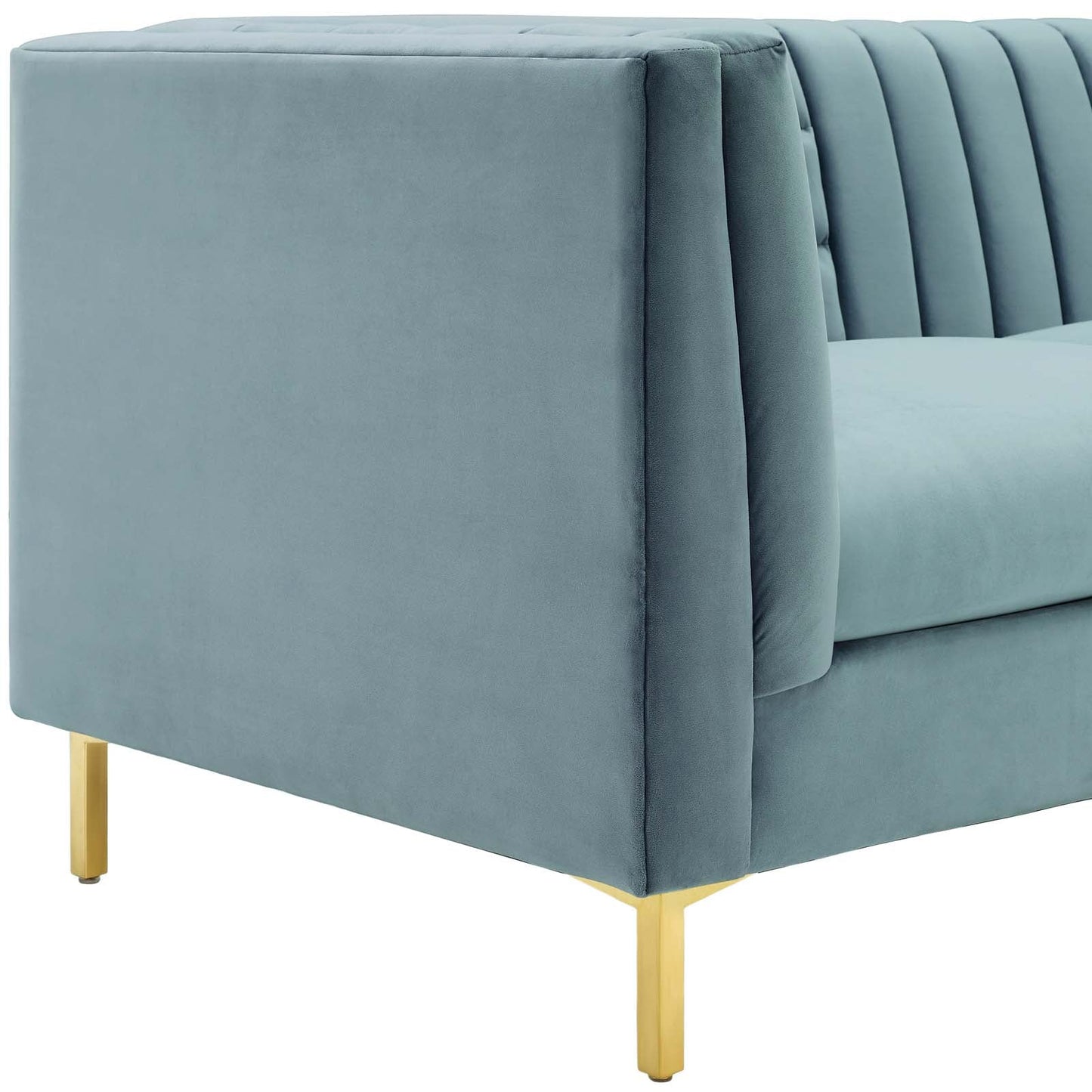 Ingenuity Channel Tufted Performance Velvet Sofa Light Blue EEI-3454-LBU