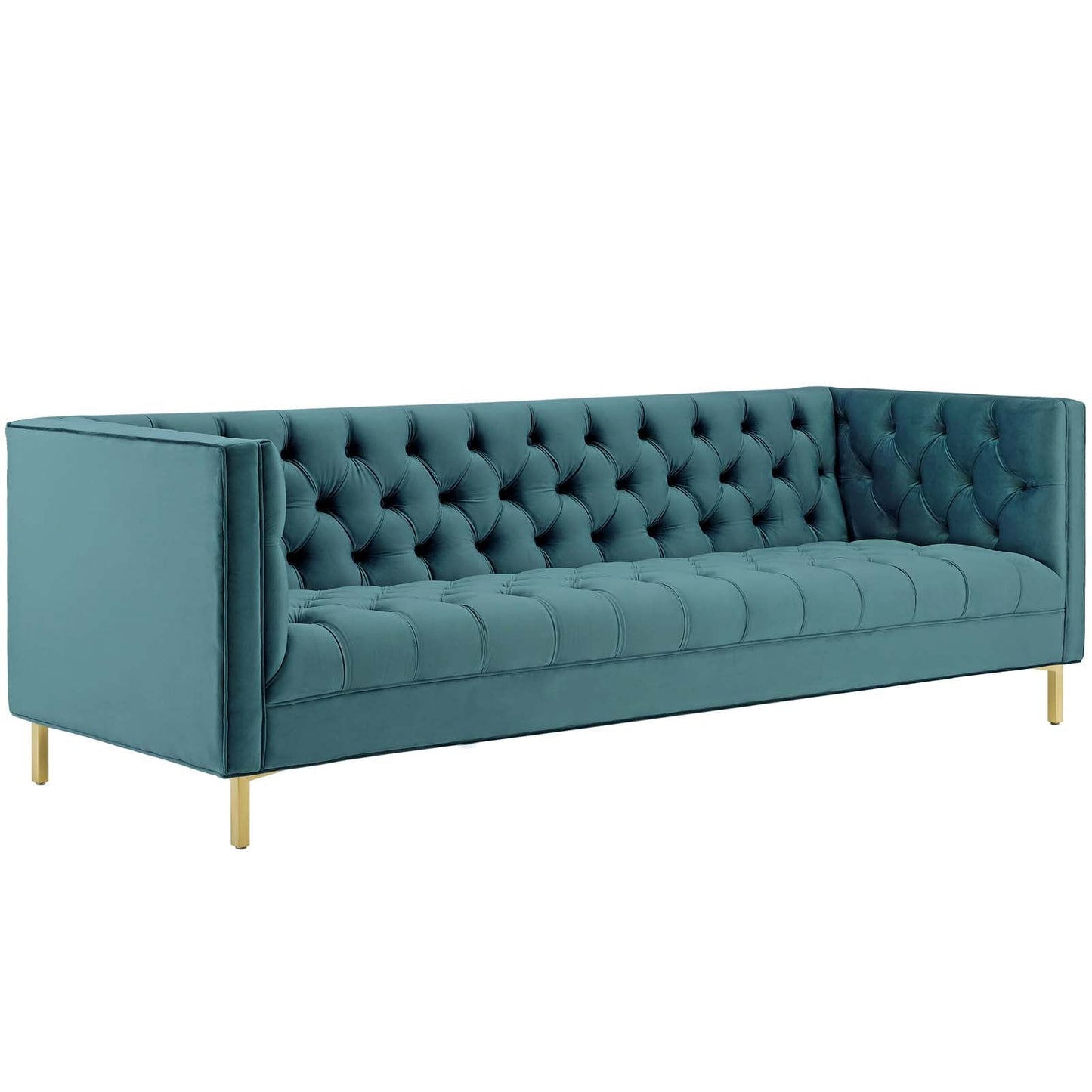 Delight Tufted Button Performance Velvet Sofa Sea Blue EEI-3455-SEA