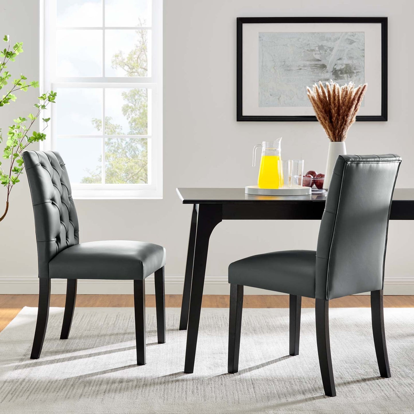 Duchess Dining Chair Vinyl Set of 2 Gray EEI-3472-GRY