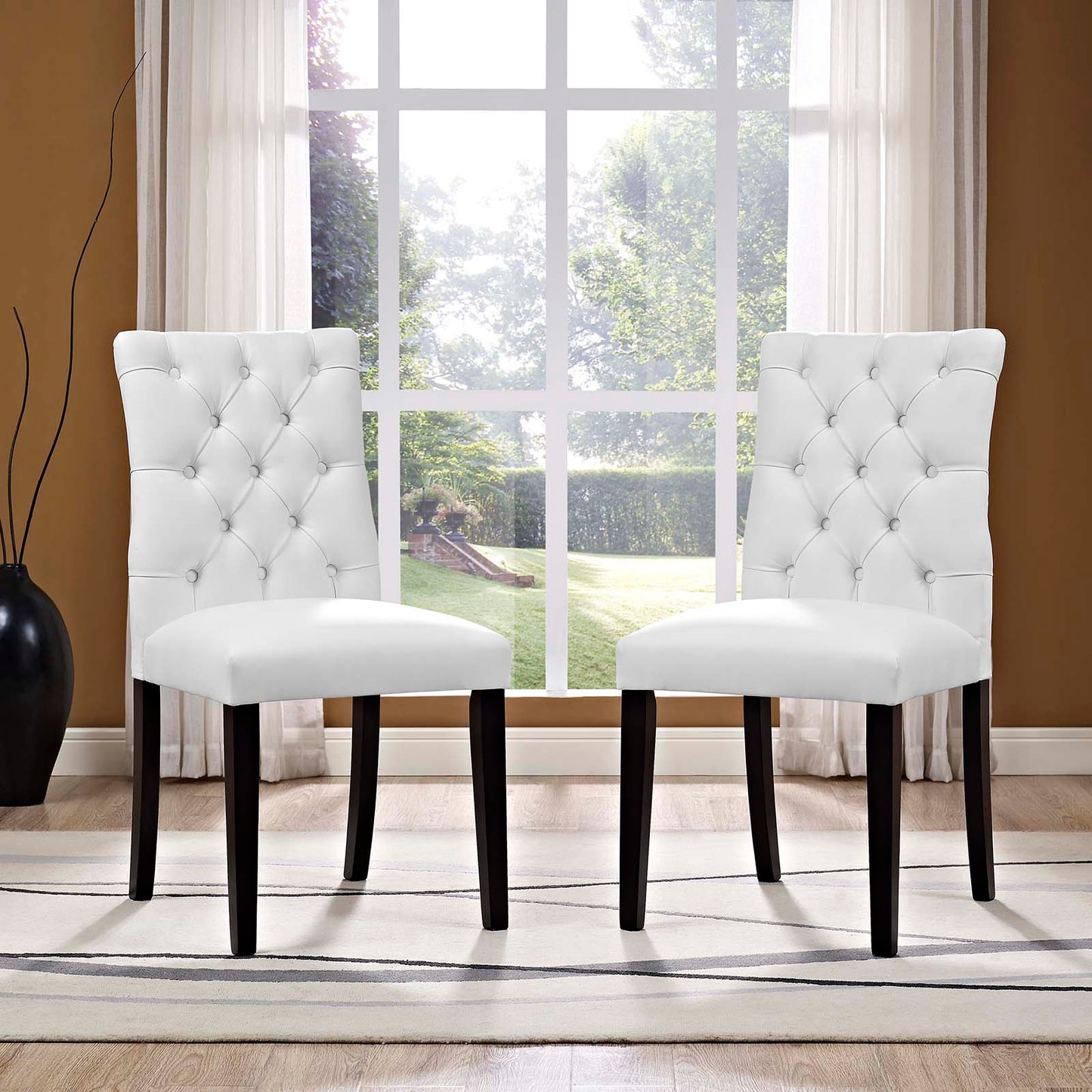 Duchess Dining Chair Vinyl Set of 2 White EEI-3472-WHI